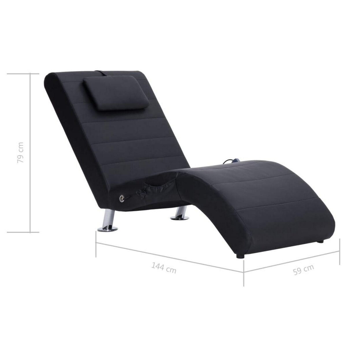 VIDAXL Chaise longue de massage avec oreiller Noir Similicuir