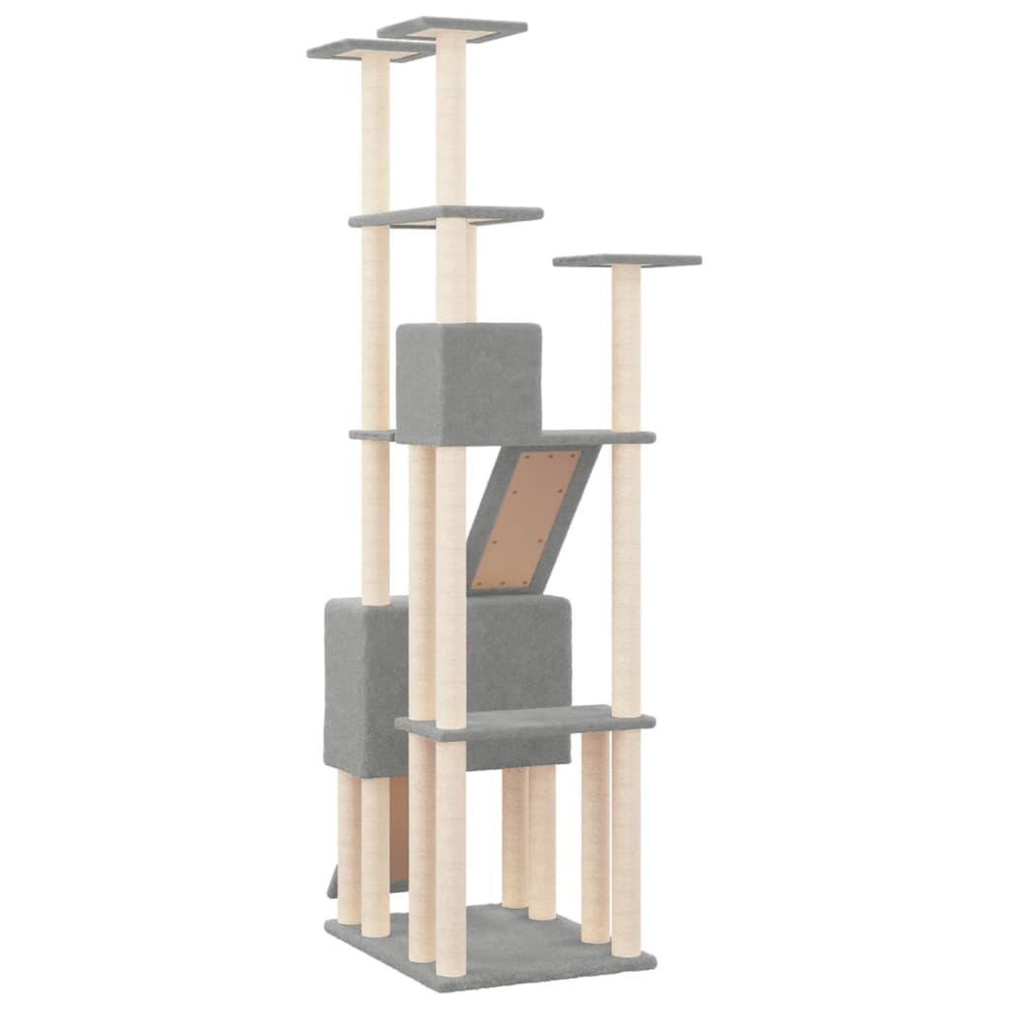 Voir la diapositive 5 : VIDAXL Arbre a chat avec griffoirs en sisal Gris clair 190 cm