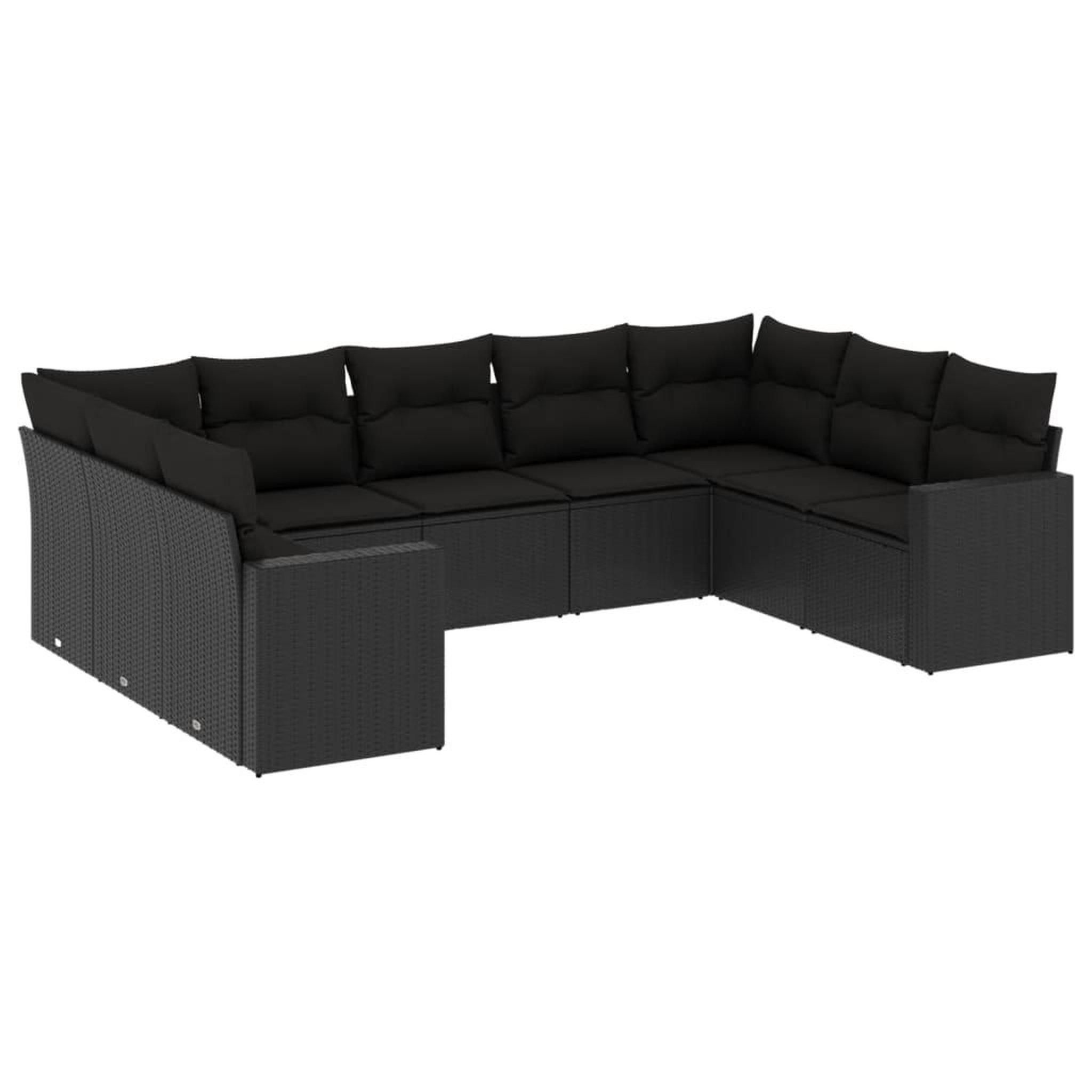 Voir la diapositive 2 : VIDAXL Salon de jardin 9 pcs avec coussins noir resine tressee