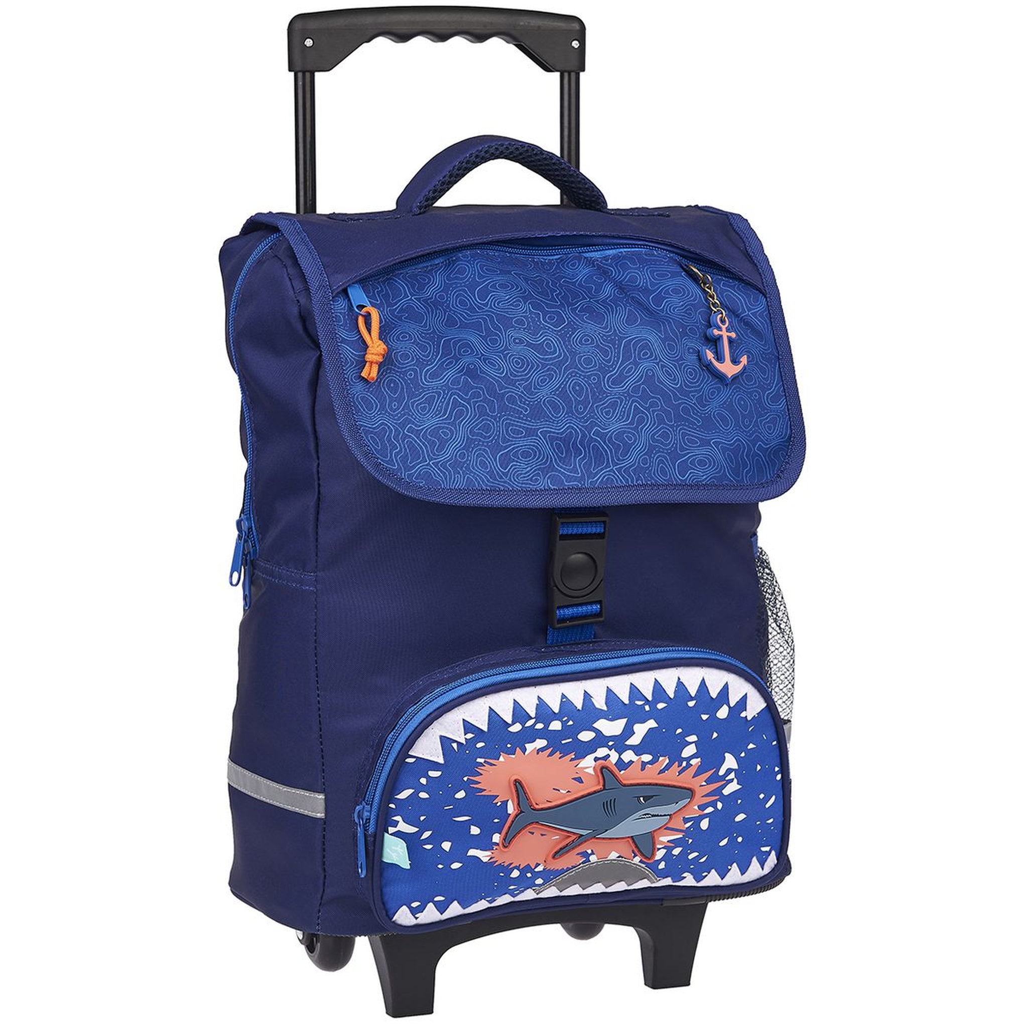 Voir la diapositive 2 : AUCHAN Sac à dos à roulettes bleu Urban Shark