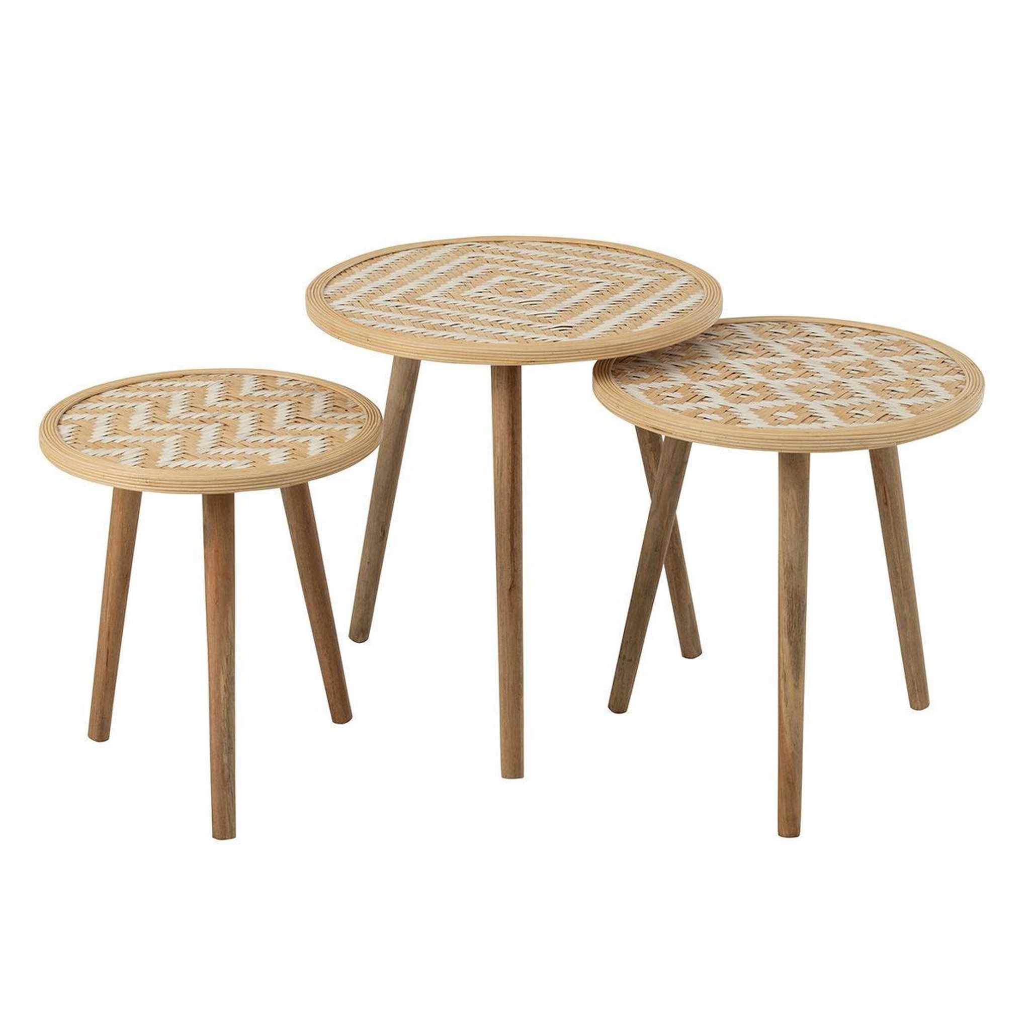 J-LINE Lot de 3 tables d'appoint gigognes  baudoin  55cm naturel