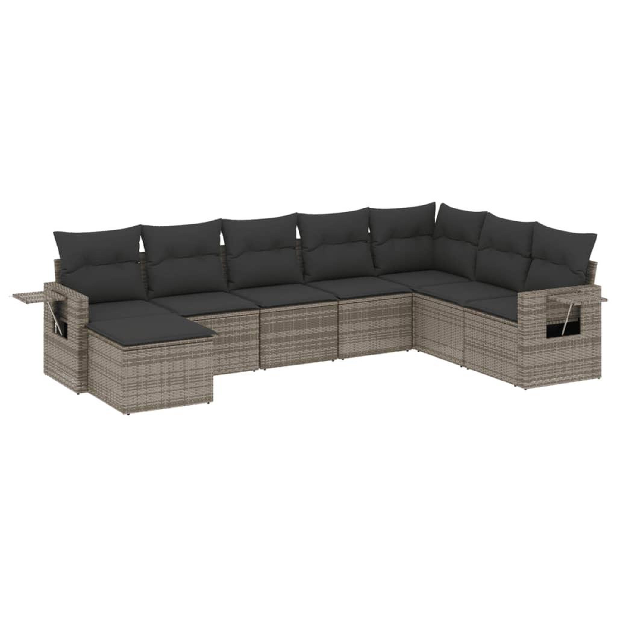 Voir la diapositive 2 : VIDAXL Salon de jardin 8 pcs avec coussins gris resine tressee