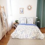 Home collection Parure housse de couette 100% satin de coton 78fils fanille. Coloris disponibles : Bleu