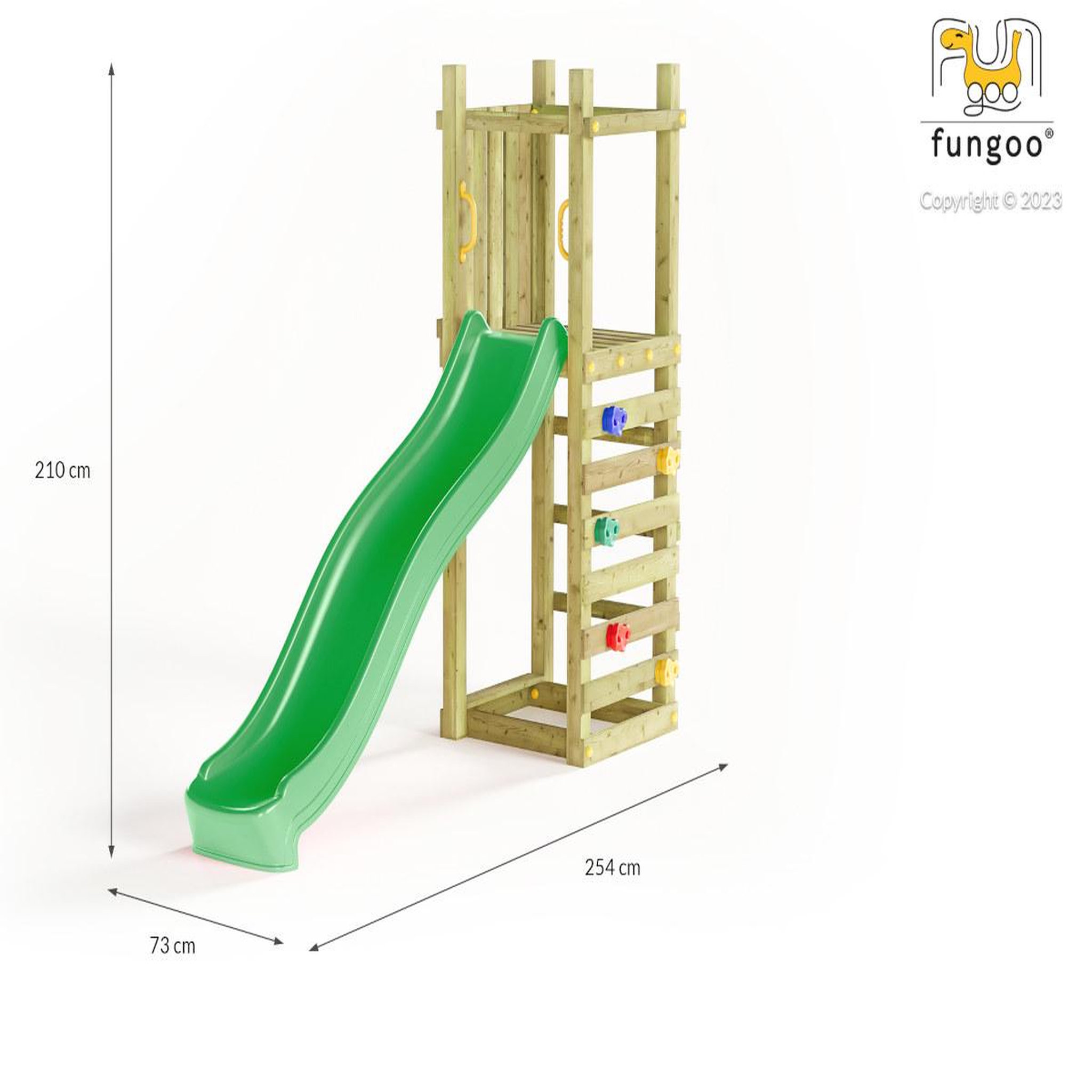 Voir la diapositive 3 : Fungoo Aire de jeux funny 3 light avec tour et mur d'escalade - fungoo