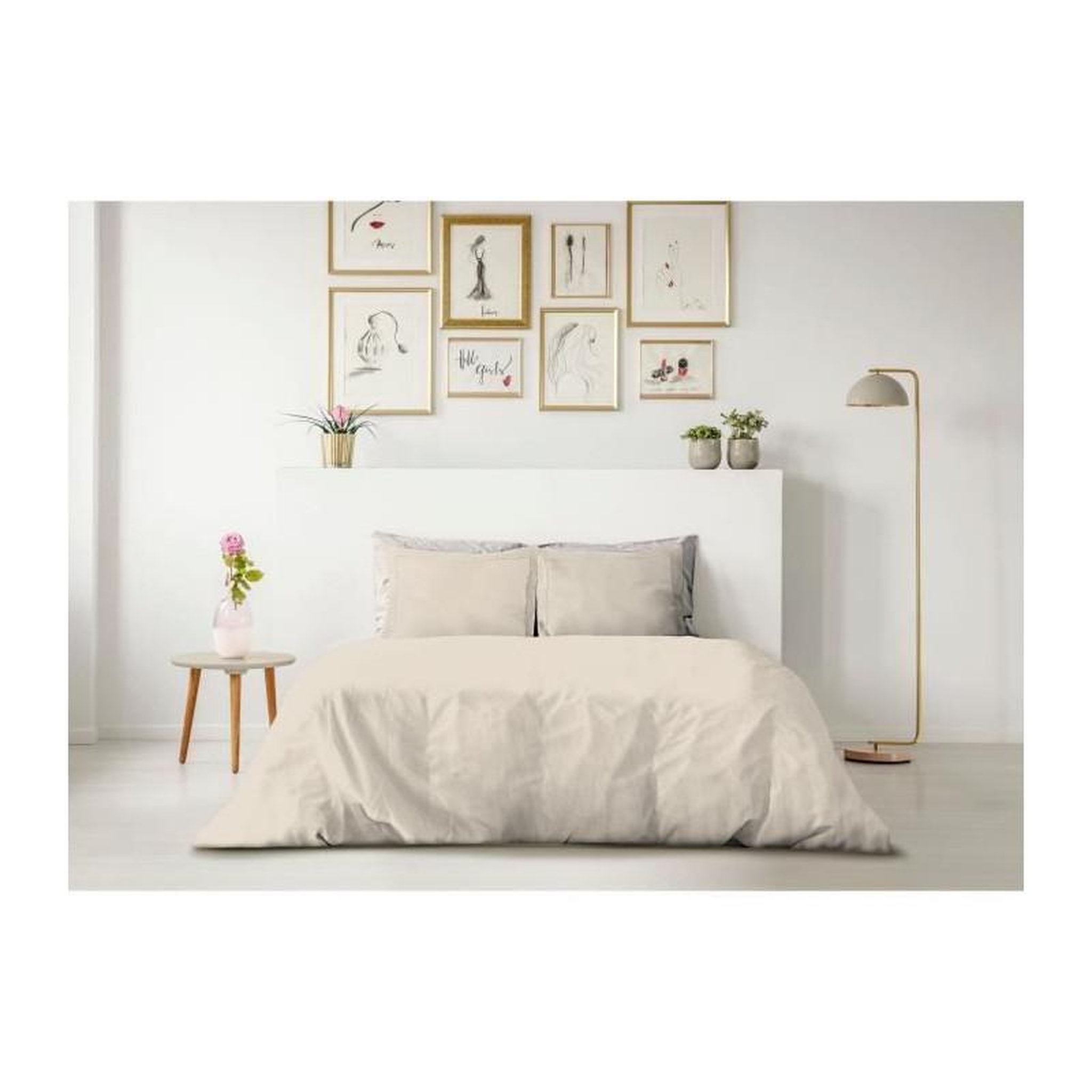 LOVELY HOME PARURE DE COUETTE LOVELY HOME - 240x260 cm - 100% COTON - BEIGE CREME