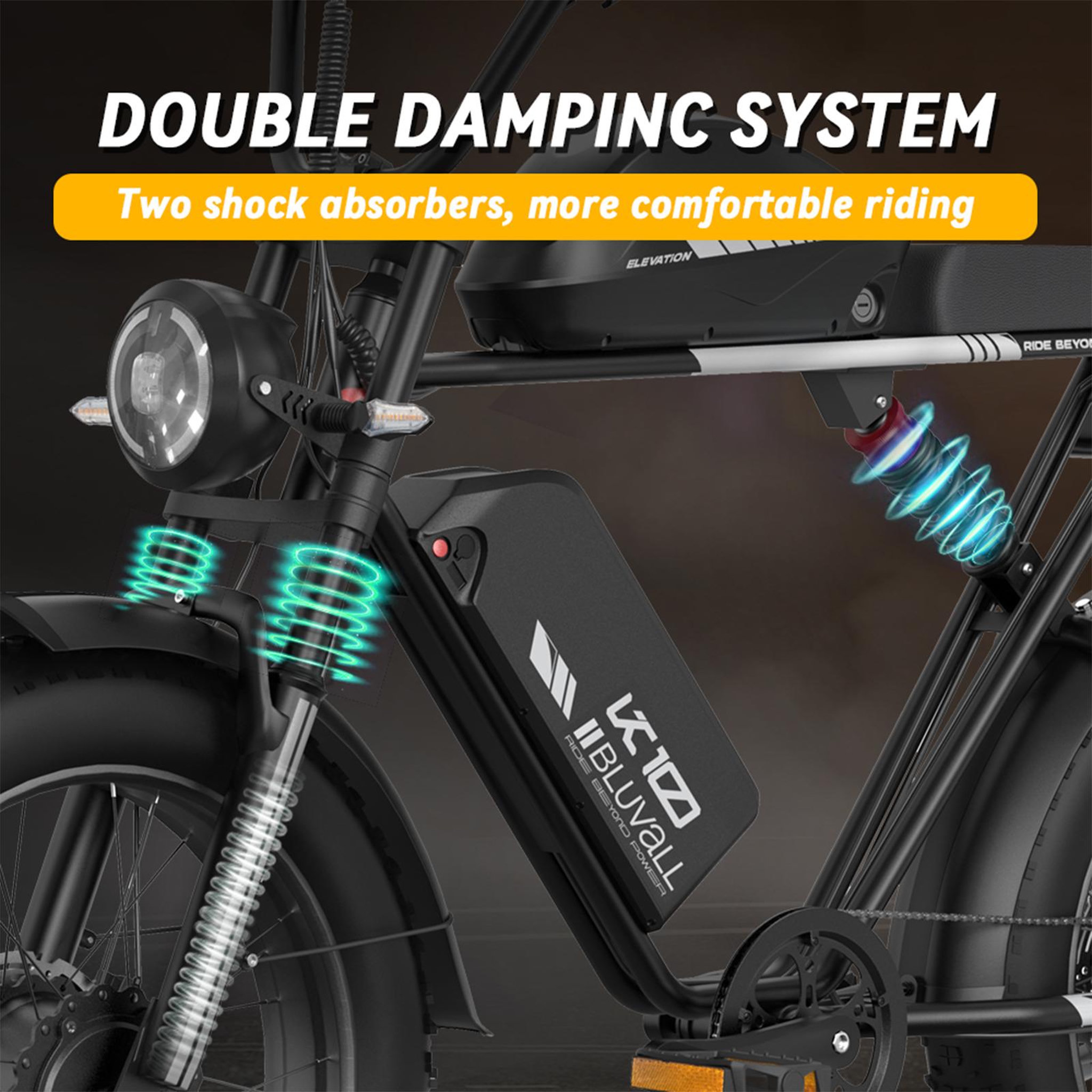 Voir la diapositive 4 : BLUVALL Vélo électrique bluvall k10 awd 20  fat bike, double batterie 2236 wh, suspension intégrale