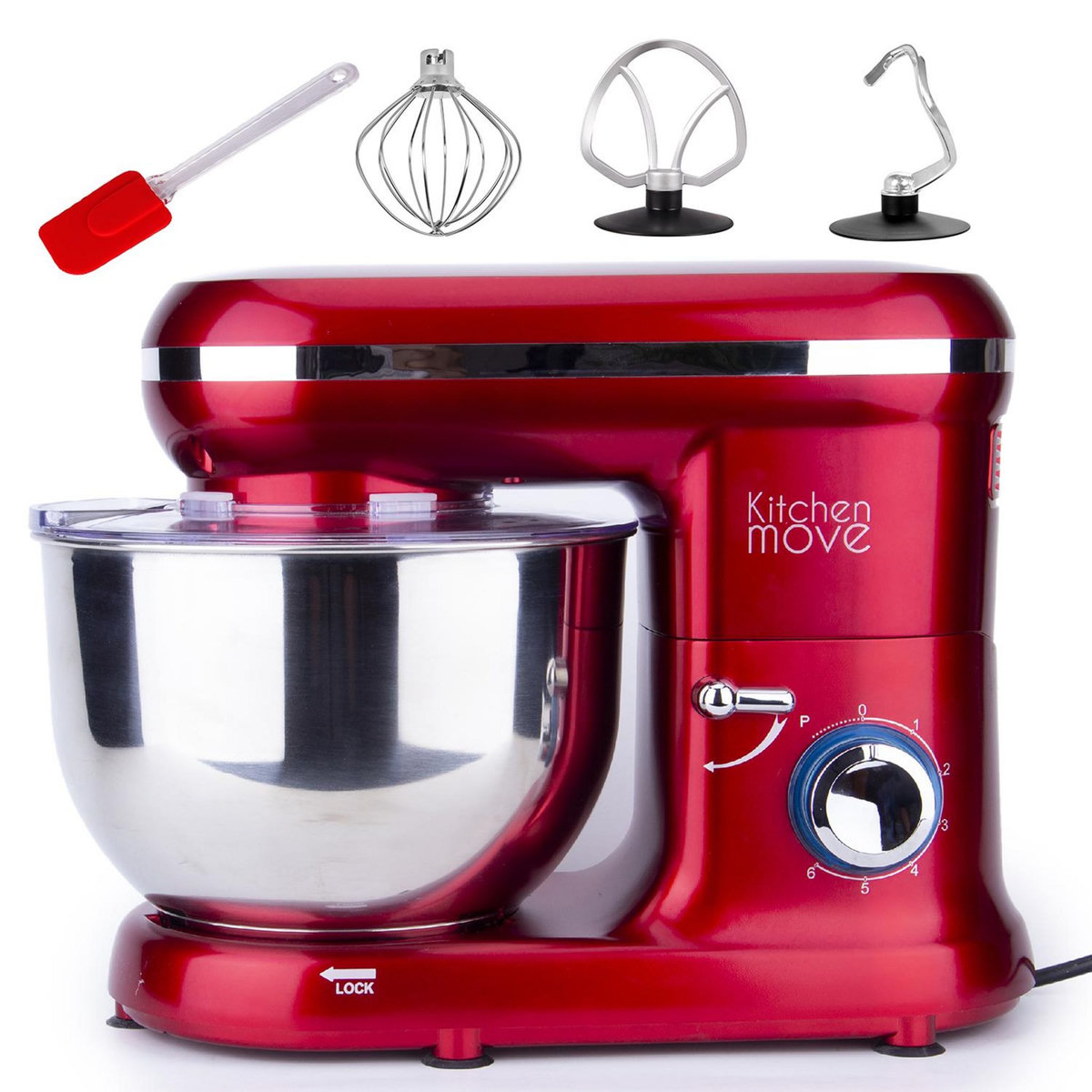 Kitchen move Robot pâtissier multifonctions 5.5l 1500w rouge - bat-1519