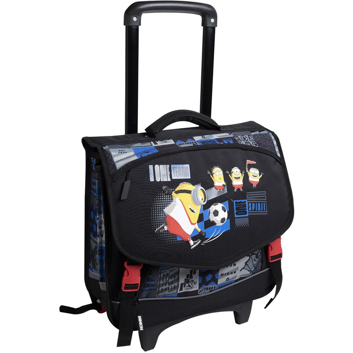 LES MINIONS Cartable à roulettes noir et rouge