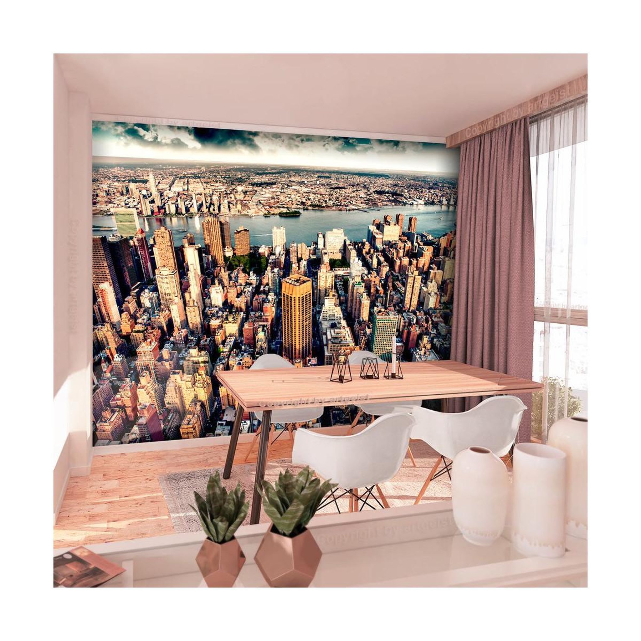 Paris Prix Papier peint  bird's eye view of new york. Coloris disponibles : Multicolore