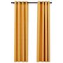 Voir la diapositive 2 : VIDAXL Rideaux occultants Aspect lin a œillets 2 pcs Jaune 140x245 cm