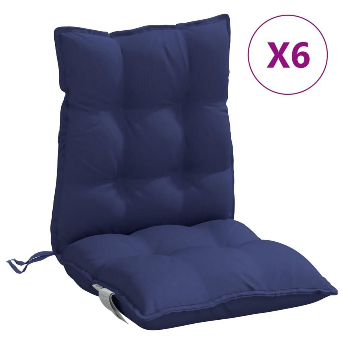 VIDAXL Coussins de chaise a dossier bas lot de 6 bleu marine