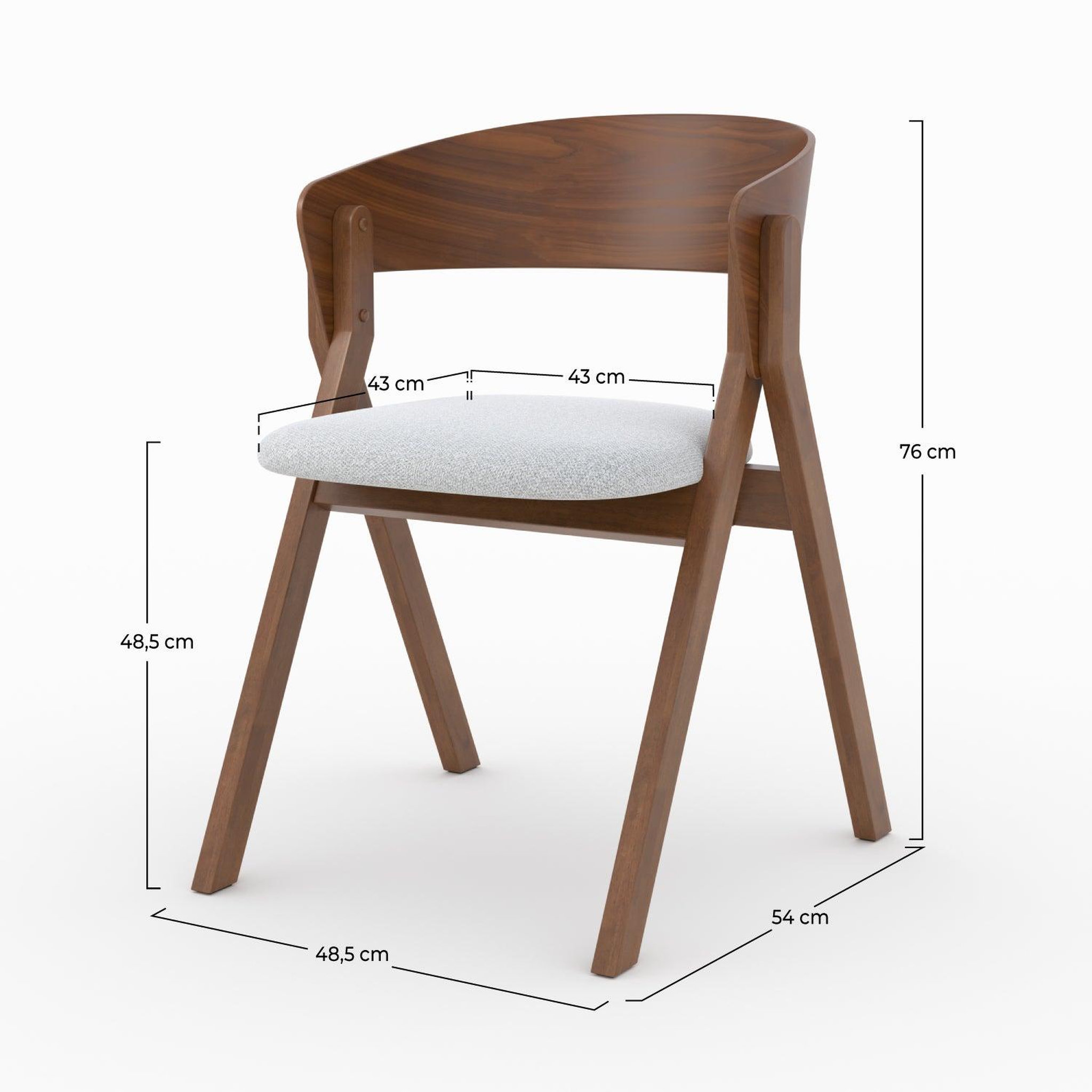 Voir la diapositive 4 : MAISON PAVANE Chaise en bois d'hévéa et tissu gris clair-héloïse