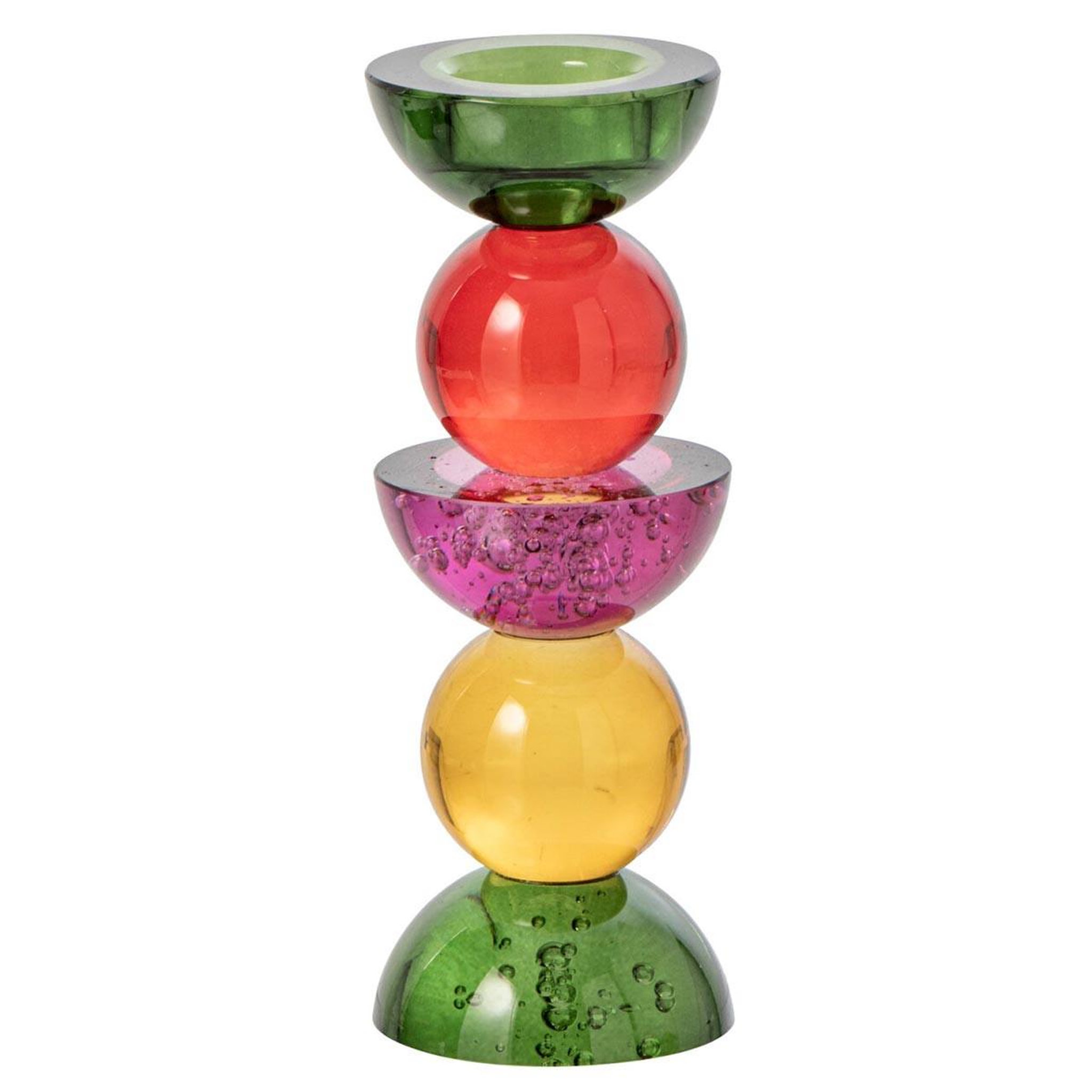 J-LINE Bougeoir Design en Verre  Yannis  21cm Multicolore