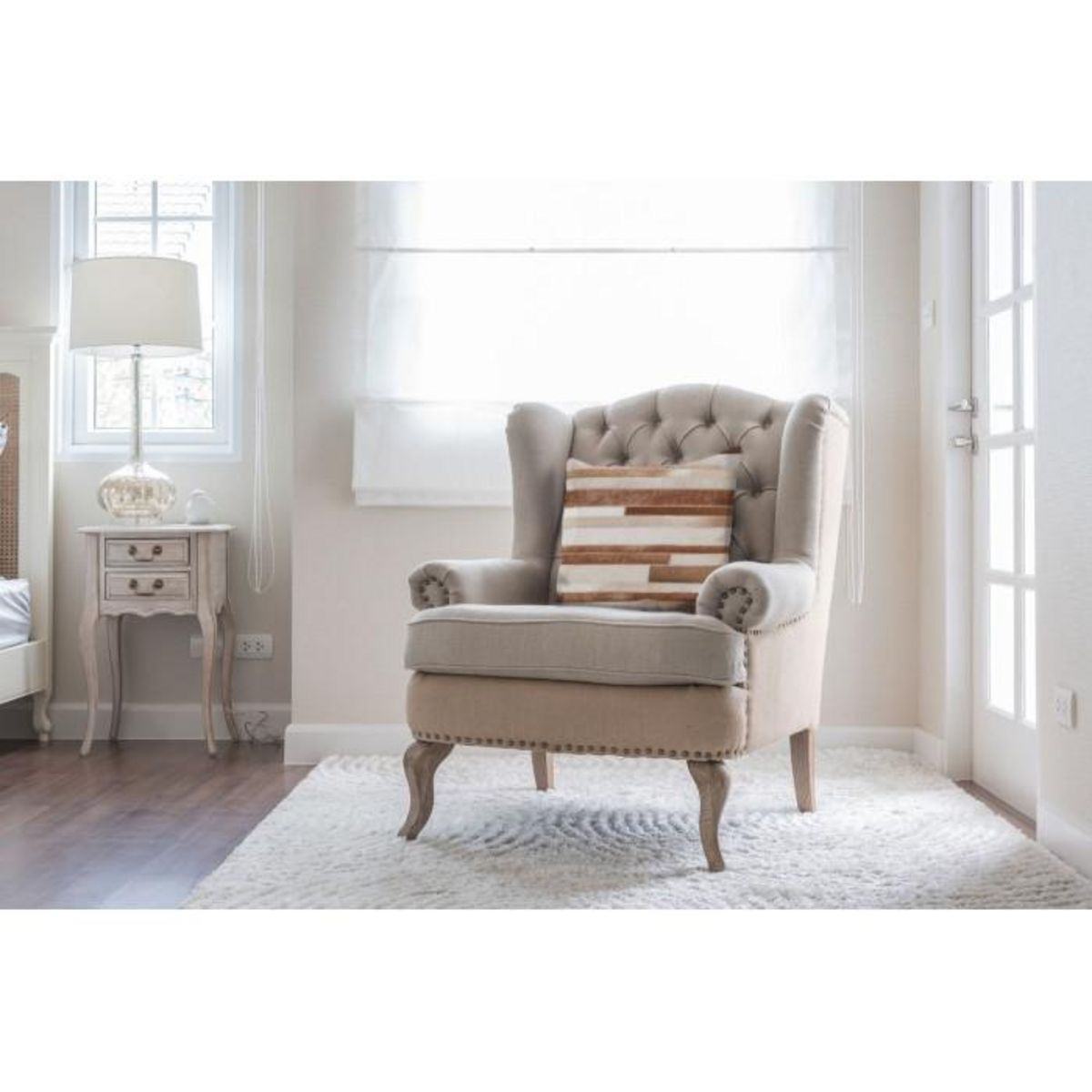 Paris Prix Coussin Déco en Cuir  Lavish  40x60cm Crème