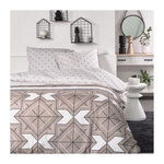 Today Parure de lit 2 personnes -TODAY - 240x200 cm - 100% Coton - Beige, Noir et Blanc