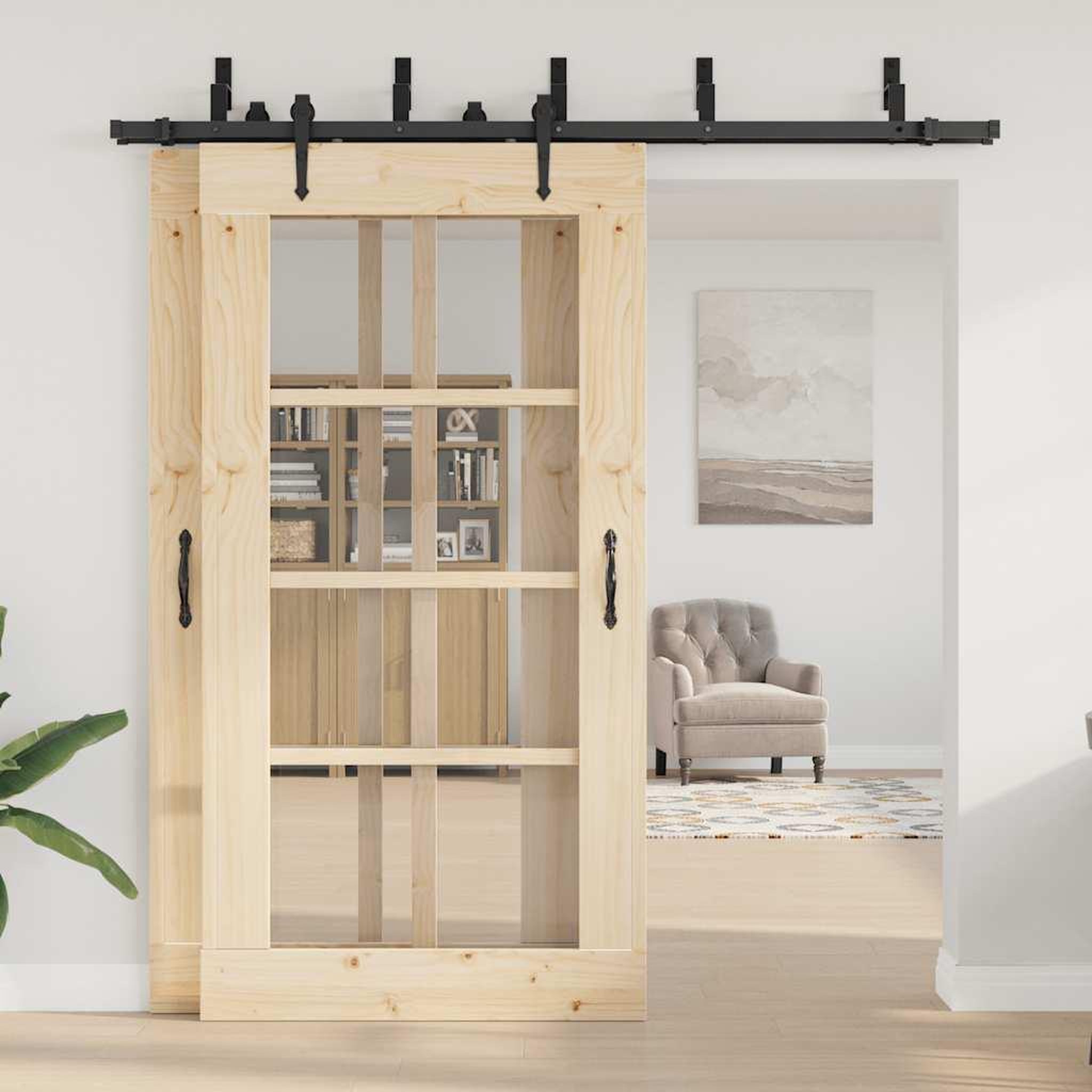 Voir la diapositive 3 : VIDAXL Kit de quincaillerie de porte coulissante 213,5 cm acier noir