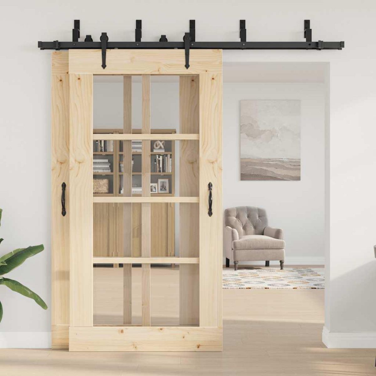 VIDAXL Kit de quincaillerie de porte coulissante 213,5 cm acier noir