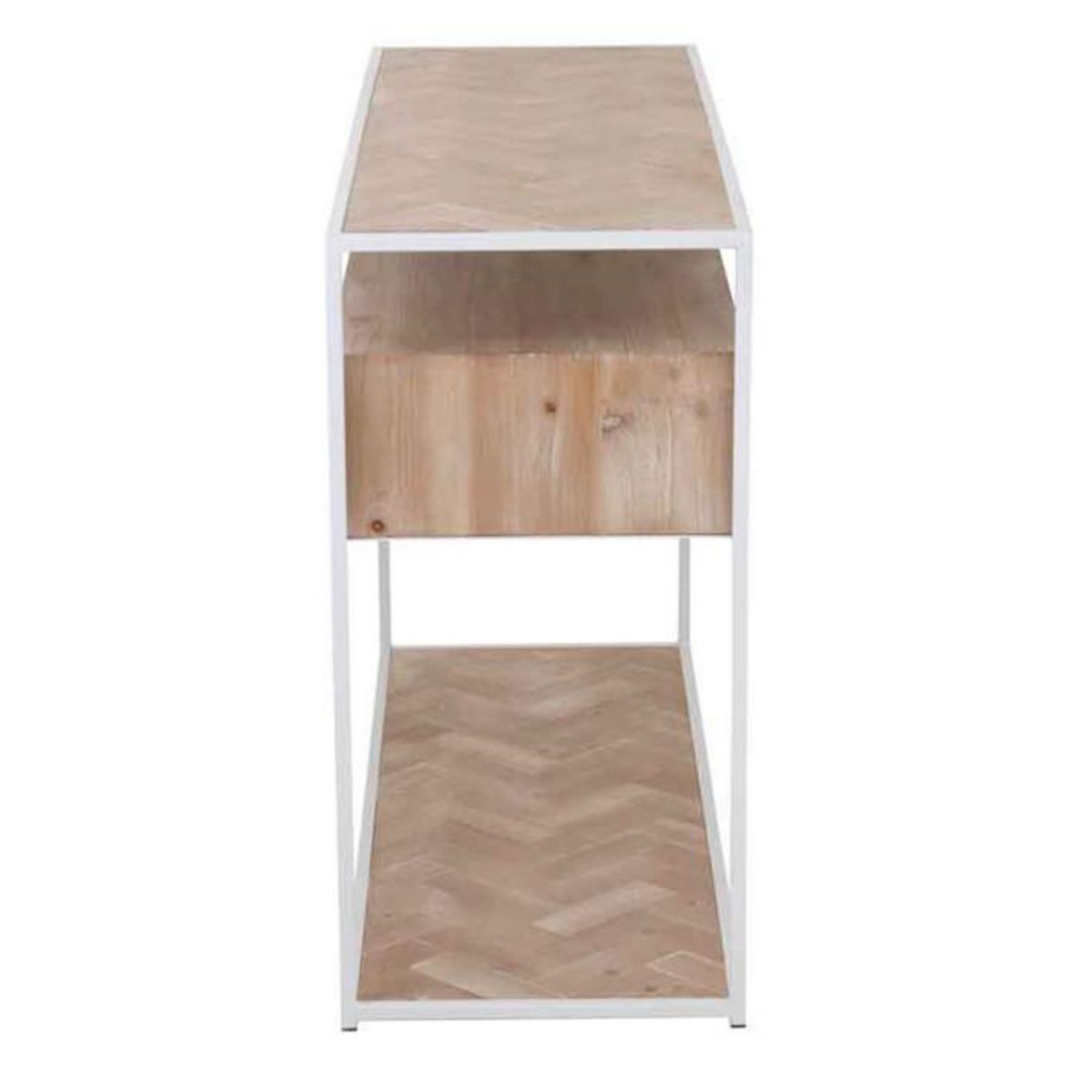 Paris Prix Console 2 Tiroirs  Miraza  120cm Naturel & Blanc