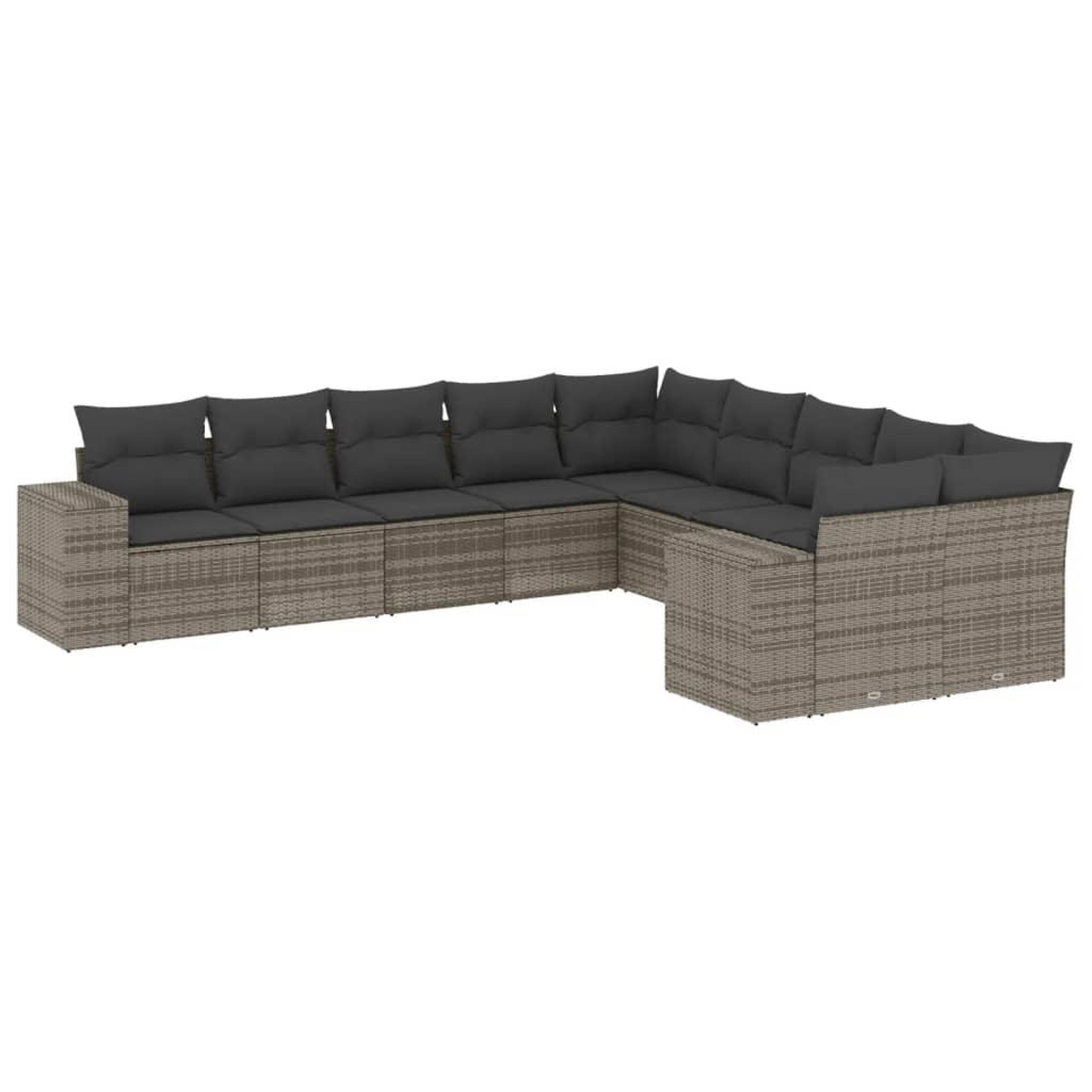 Voir la diapositive 2 : VIDAXL Salon de jardin avec coussins 10 pcs gris resine tressee