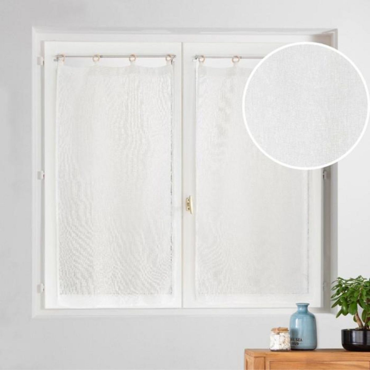 Paris Prix Paire de Voilages à Œillets  Minalisa  60x160cm Blanc