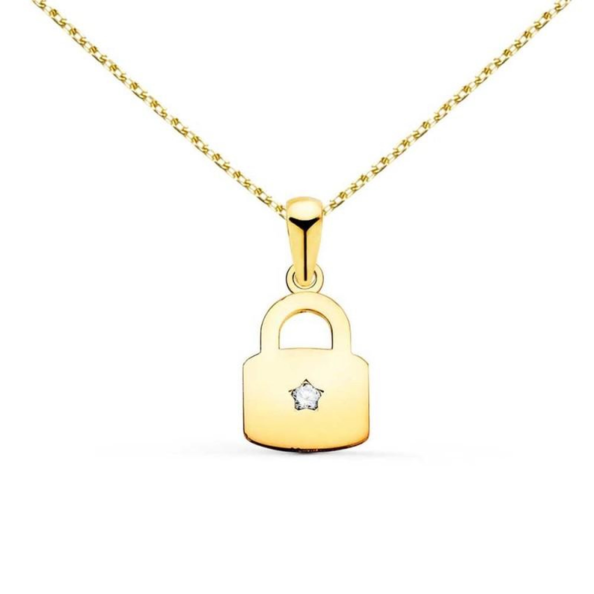 Voir la diapositive 1 : L'ATELIER D'AZUR Collier - Pendentif Cadenas Or 18 Carats 750/000 Jaune - Chaine Dorée