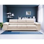 BEST MOBILIER Pablo - canapé 3 places - convertible avec têtières réglables - en velours. Coloris disponibles : Beige, Noir, Gris, Bleu, Vert, Jaune