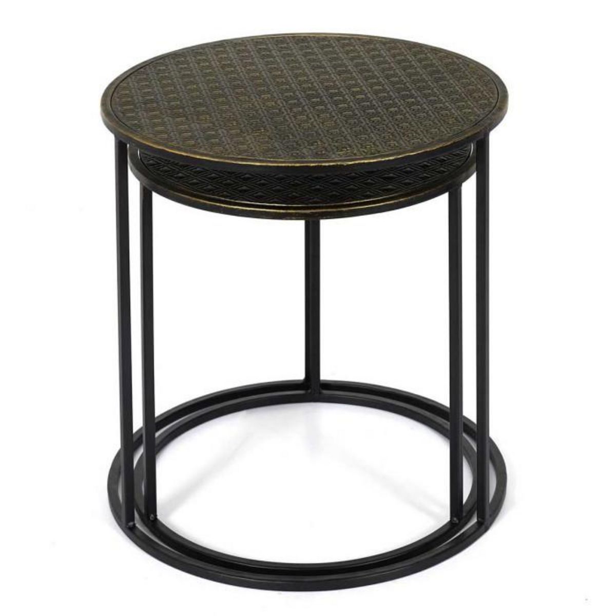 Paris Prix Lot de 2 Tables Gigognes  Mirage  40cm Noir & Or