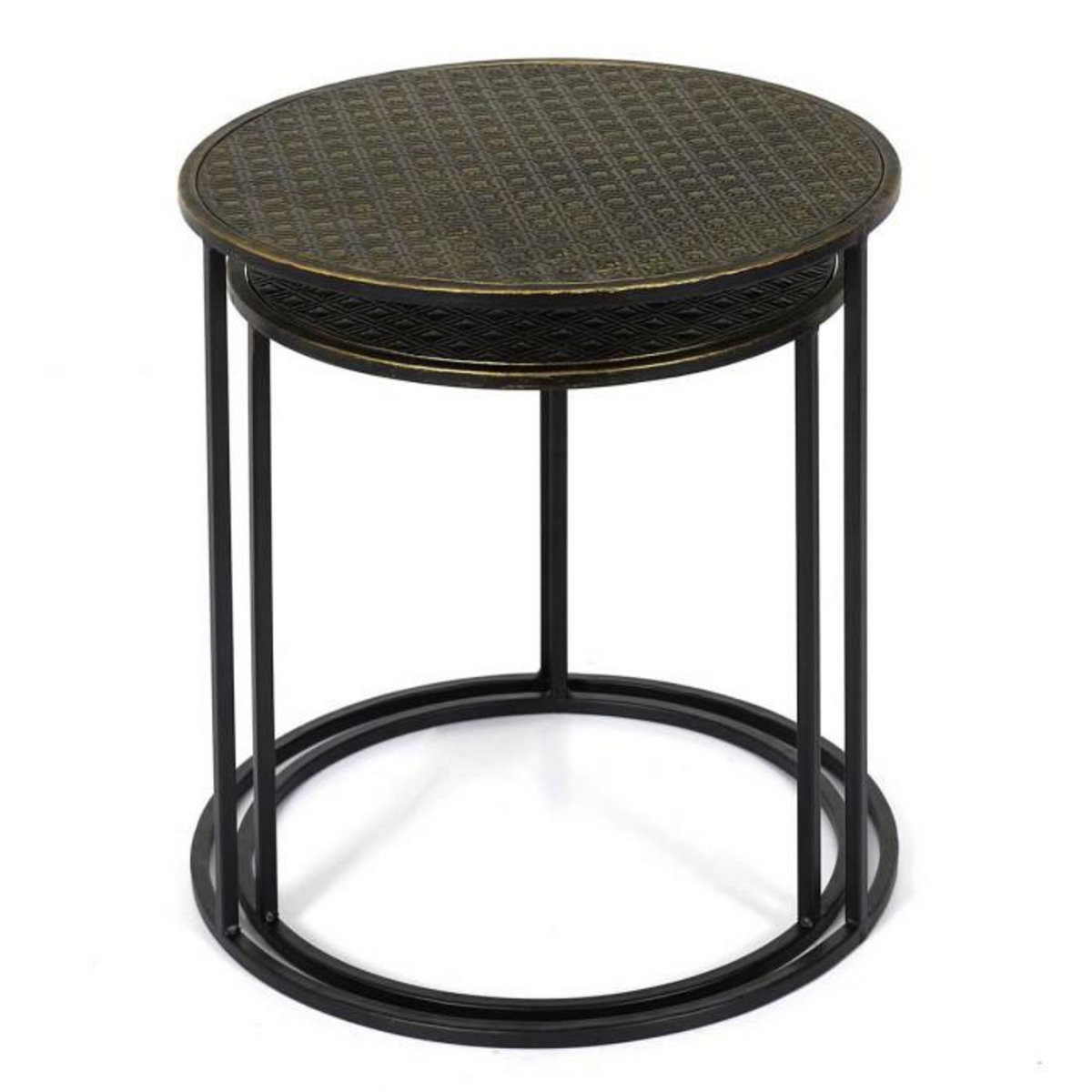 Paris Prix Lot de 2 Tables Gigognes  Mirage  40cm Noir & Or