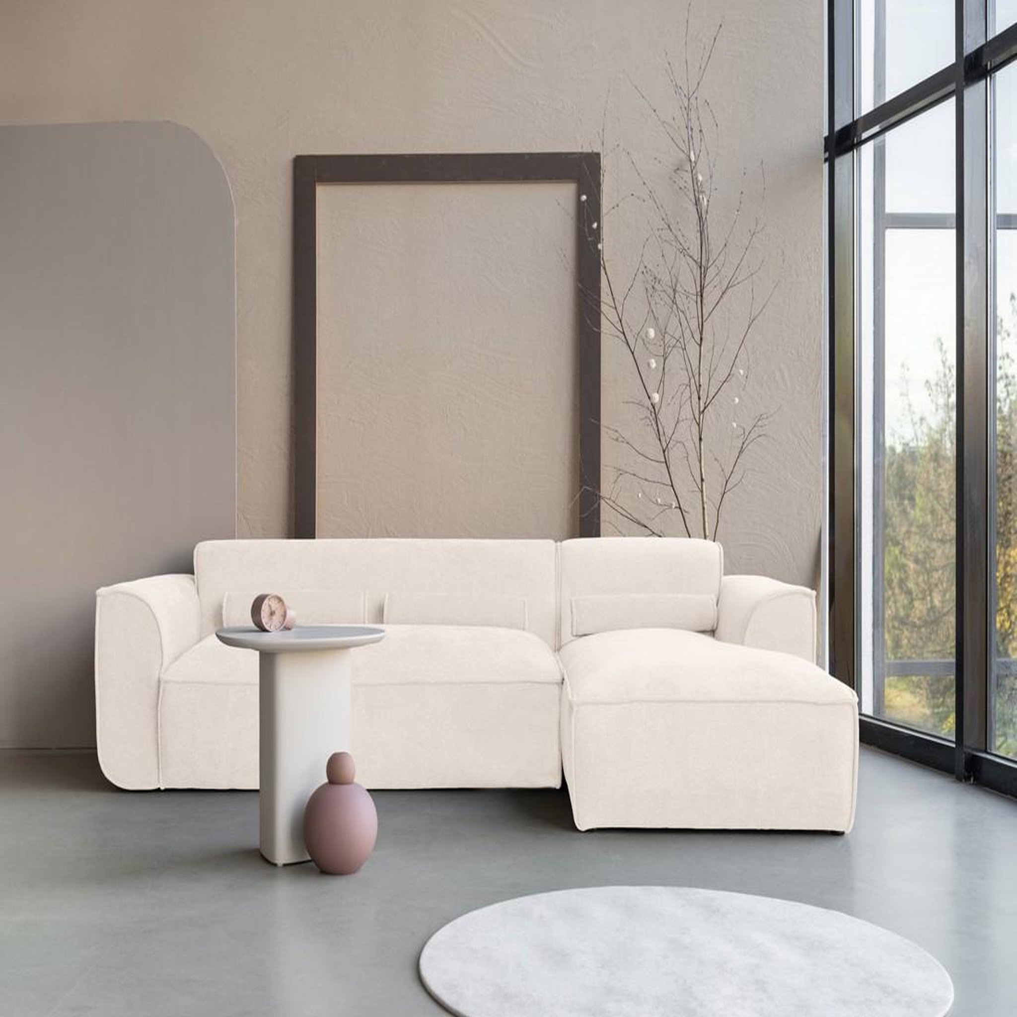 Voir la diapositive 3 : BEST MOBILIER Felix - canapé modulable d'angle droit 4 places en tissu texturé