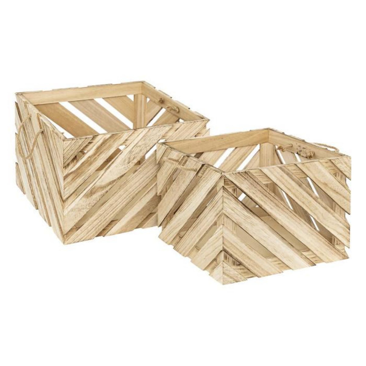 ATMOSPHERA Lot de 2 Caisses en Bois  Sulei  37cm Naturel