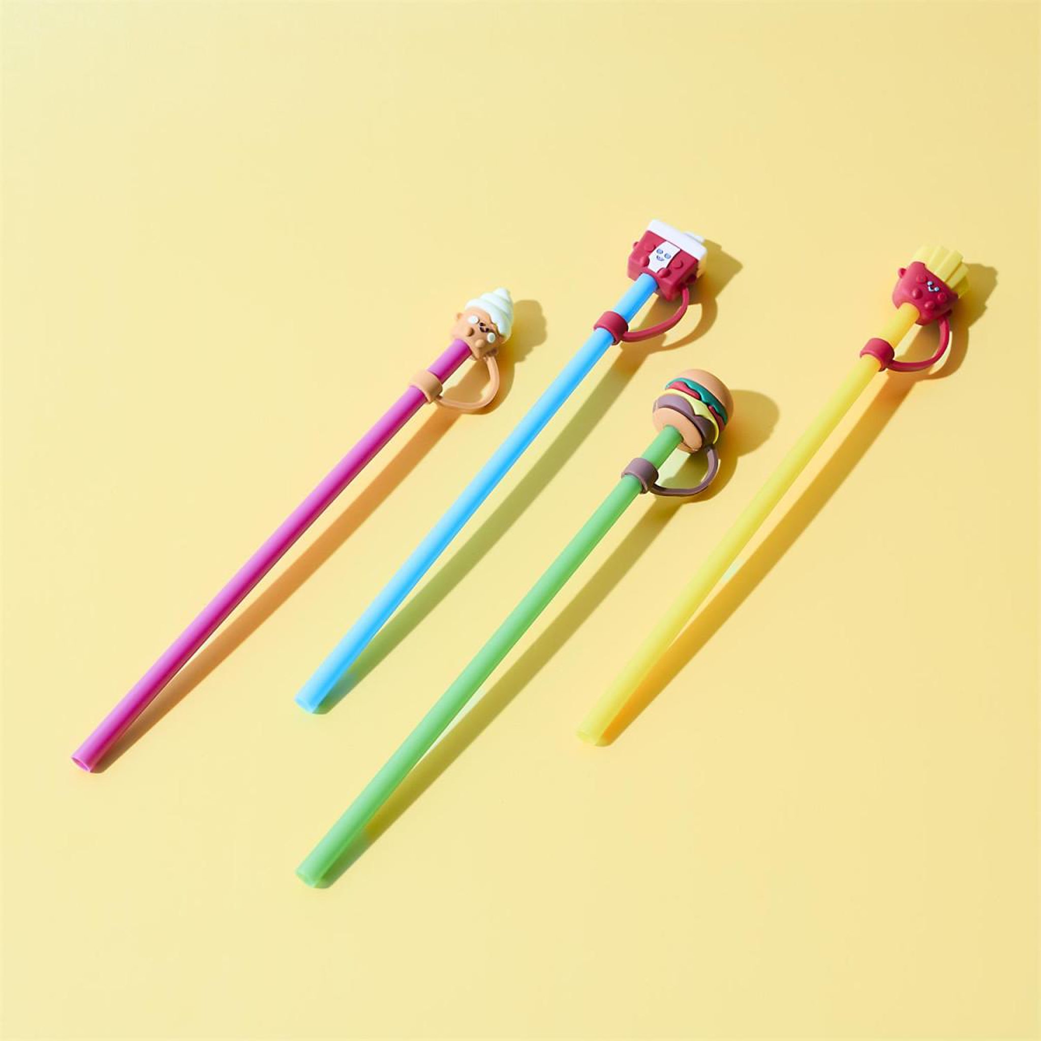 Voir la diapositive 2 : COOK CONCEPT Lot de 4 pailles avec embout  fast food  24cm multicolore