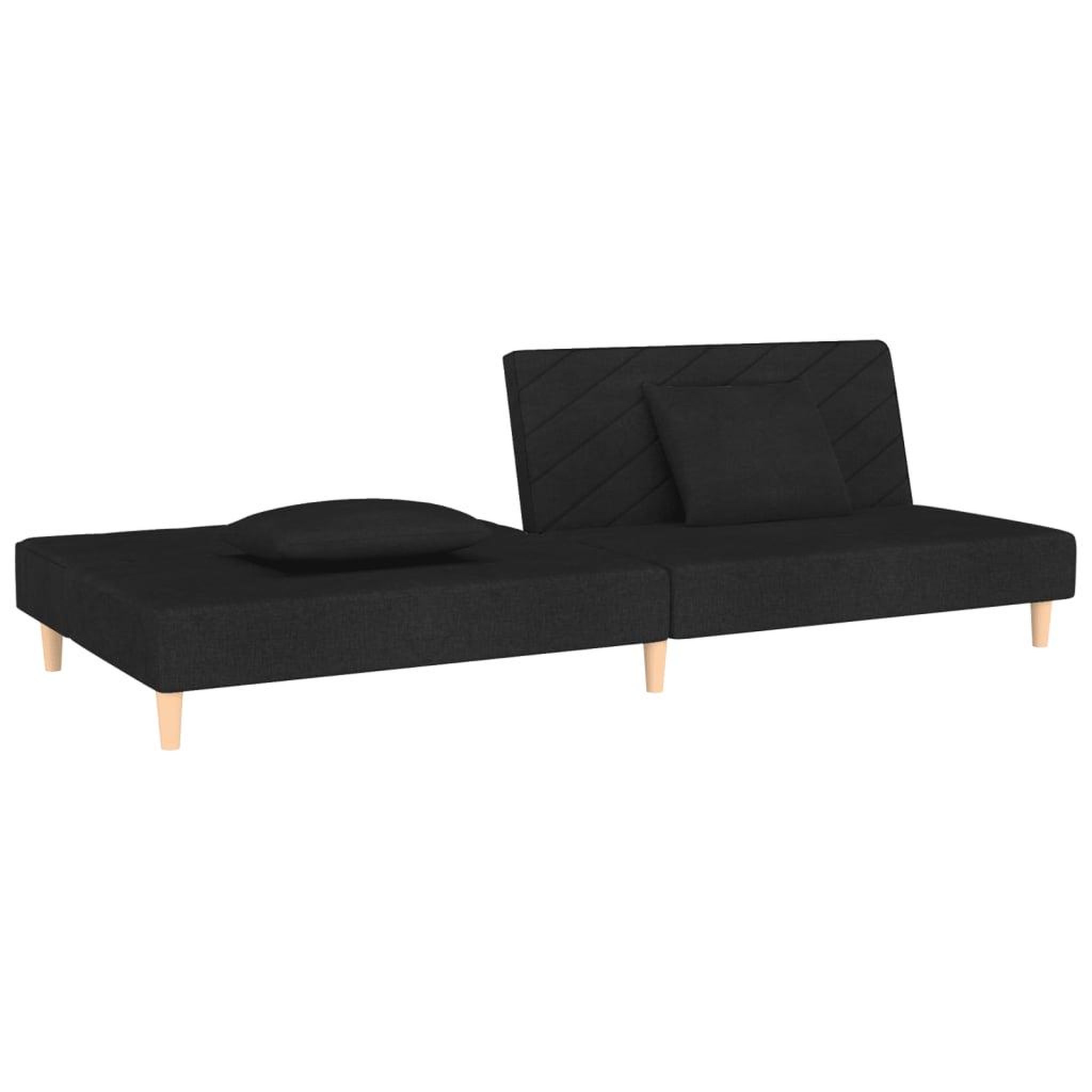Voir la diapositive 5 : VIDAXL Canape-lit a 2 places avec deux oreillers noir tissu