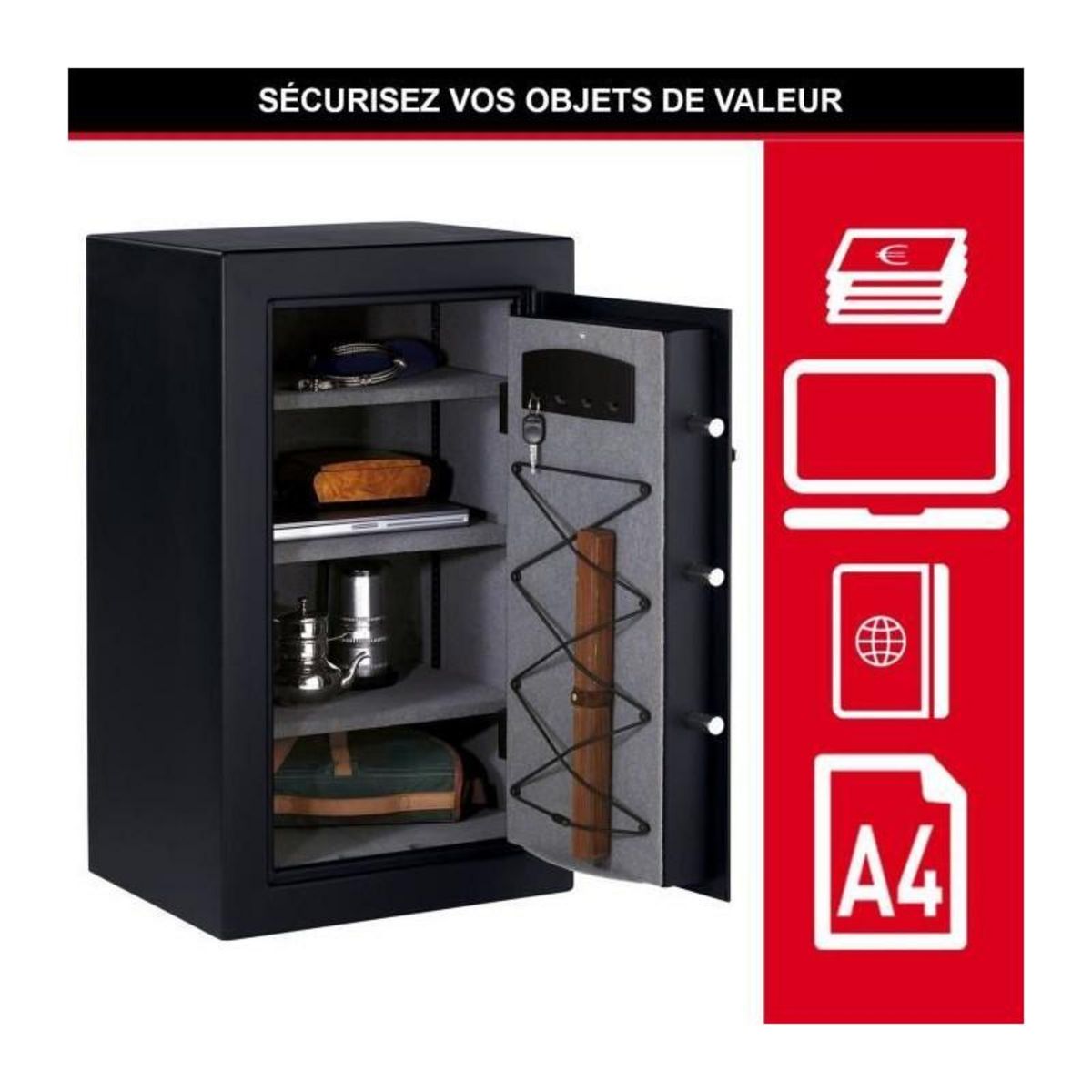 Master lock Coffre-Fort Haute Sécurité [Combinaison Électronique] [XXL 169 Litres] - T0-331ML