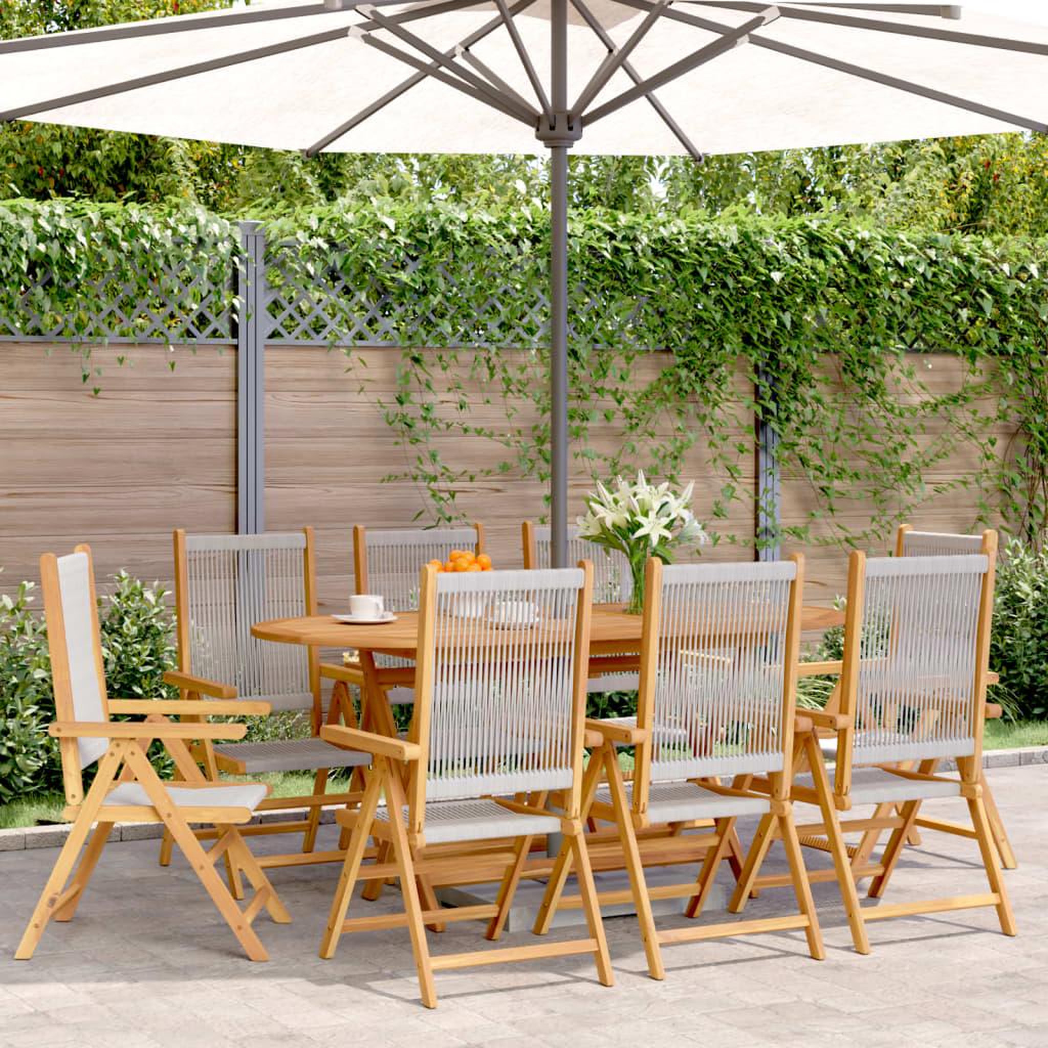 VIDAXL Chaises inclinables de jardin lot de 8 gris bois massif acacia