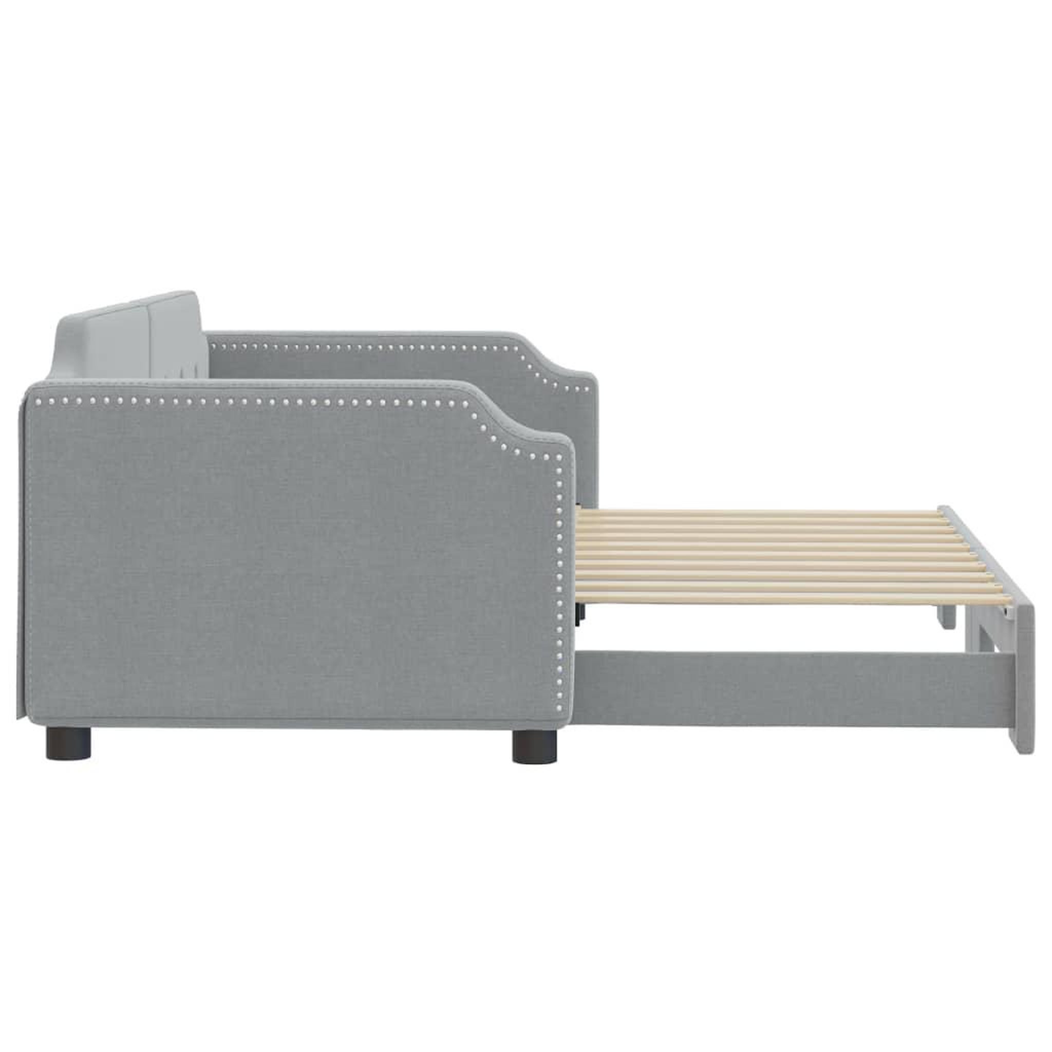 Voir la diapositive 4 : VIDAXL Lit de jour avec lit gigogne gris clair 90x190 cm tissu