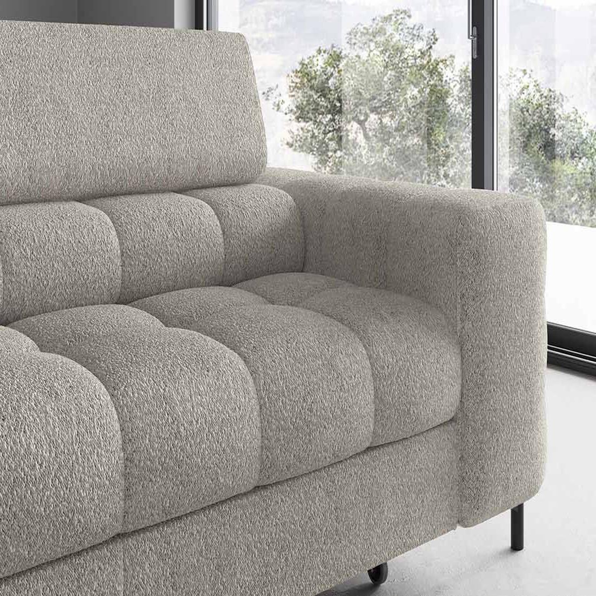 Voir la diapositive 6 : BEST MOBILIER Elisa - canapé d'angle gauche 5 places convertible avec coffre et têtières réglables en tissu bouclette