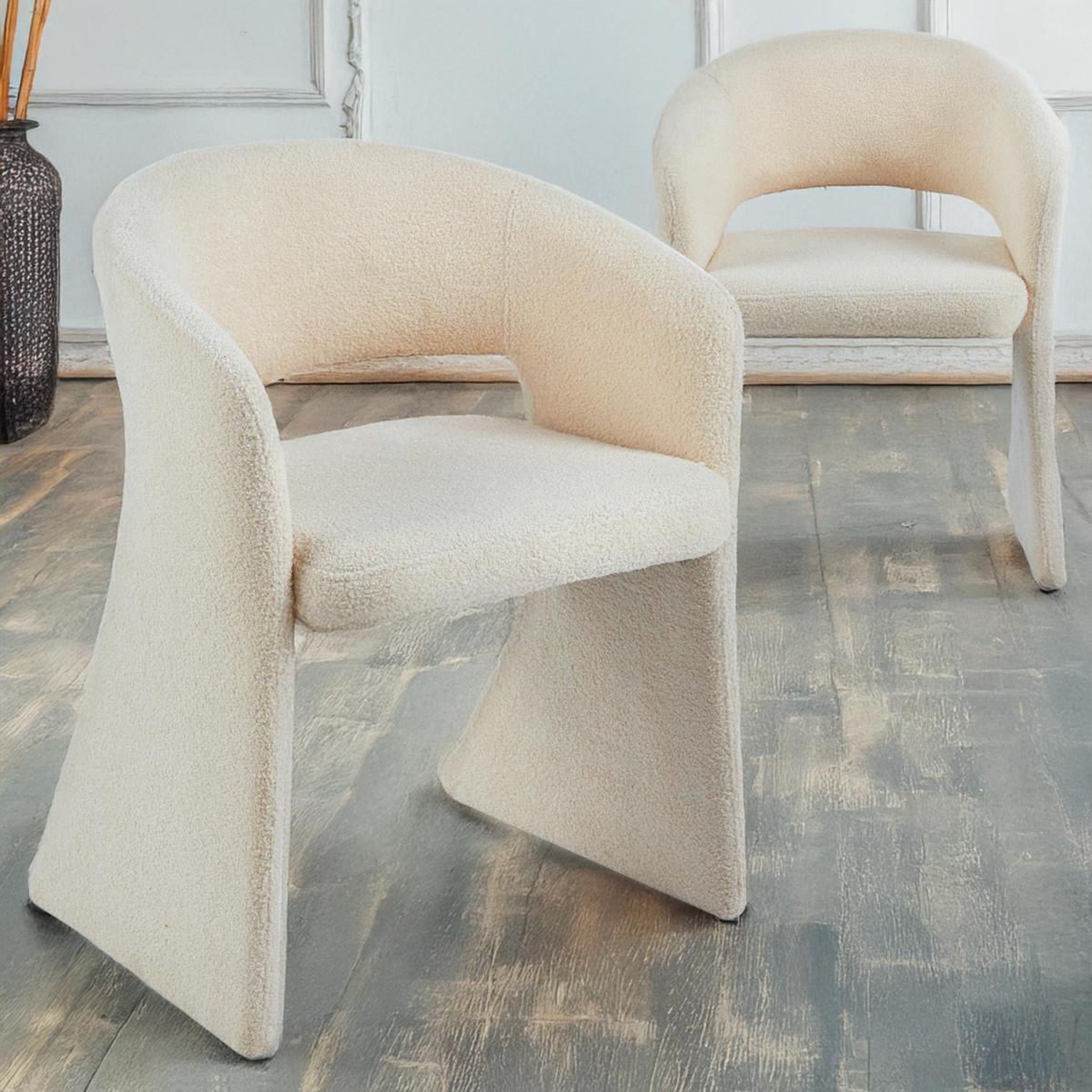 Voir la diapositive 6 : Paris Prix Lot de 4 chaises tissu bouclette  ezra  81cm crème