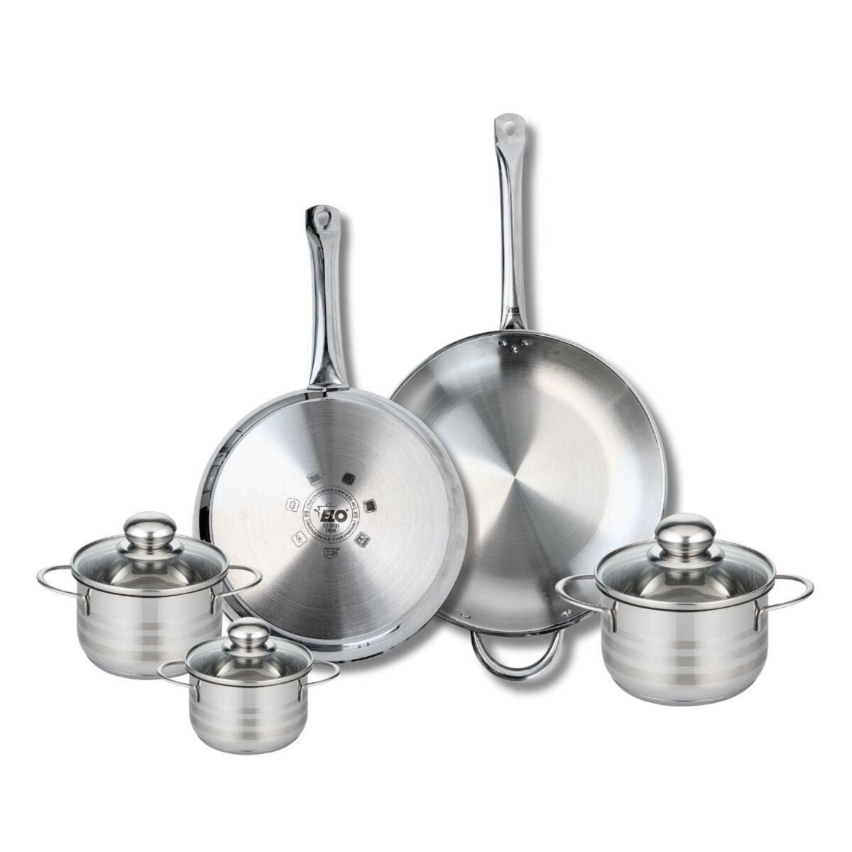 ELO Ensemble de 2 Poêles de cuisson 28 et 32 cm et 3 faitouts 12, 14 et 16 cm Elo Profi Brillant