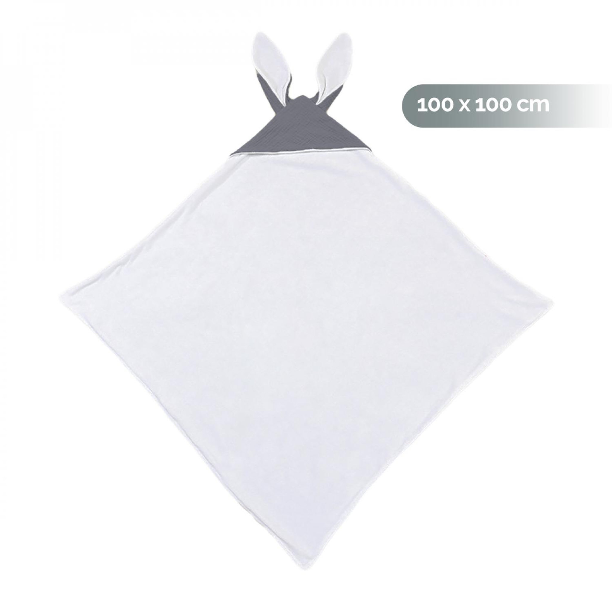 Voir la diapositive 2 : Monsieur Bébé Cape, sortie de bain pour bébé intérieur 100 % coton - 100 x 100 cm - Lapin - Gris
