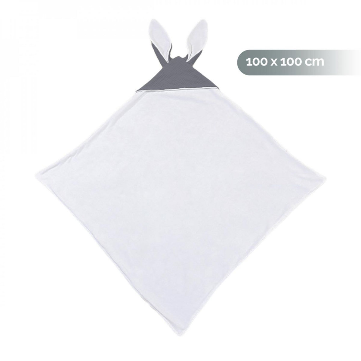 Monsieur Bébé Cape, sortie de bain pour bébé intérieur 100 % coton - 100 x 100 cm - Lapin - Gris