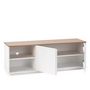 Voir la diapositive 2 : VS VENTA-STOCK Meuble tv Bob 2 Portes 2 niches blanc/chêne, bois massif