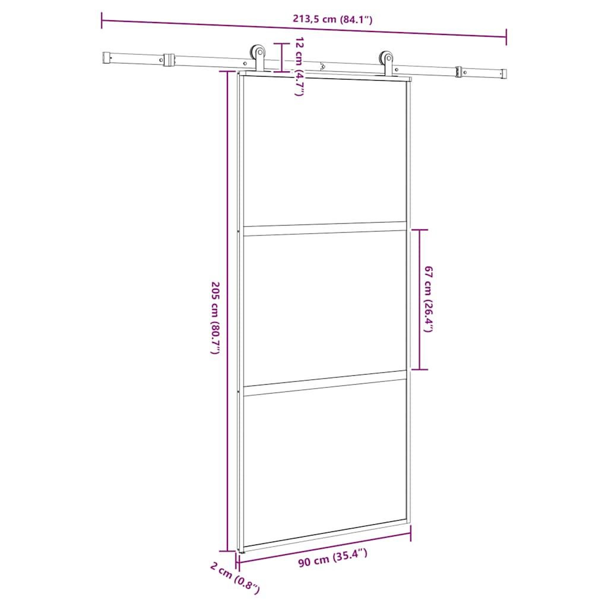 Voir la diapositive 6 : VIDAXL Porte coulissante kit de quincaillerie trempe verre aluminium