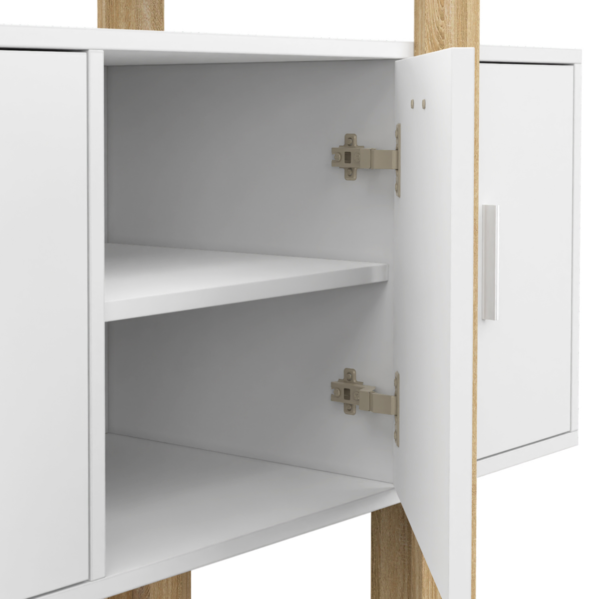 ID MARKET Buffet 140 cm PHOENIX 4 portes blanc et bois