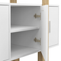 Voir la diapositive 6 : ID MARKET Buffet 140 cm PHOENIX 4 portes blanc et bois