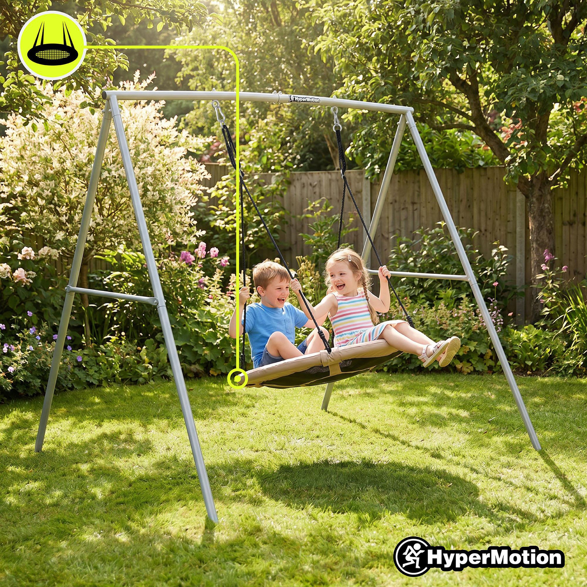 Voir la diapositive 5 : HYPERMOTION Balançoire nid de cigogne HyperMotion avec structure 100 cm gris beige