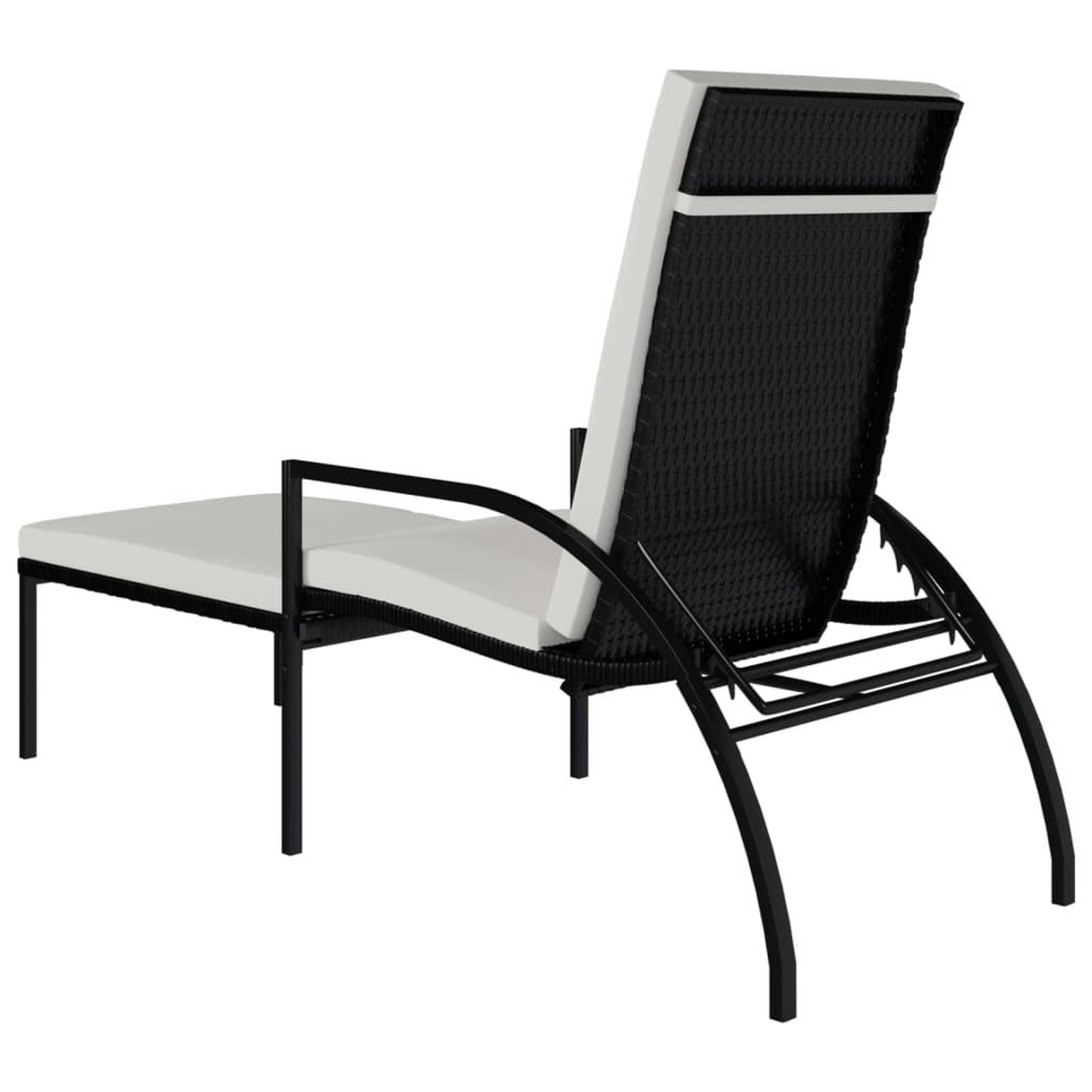 Voir la diapositive 5 : VIDAXL Chaise longue avec repose-pied Resine tressee Noir