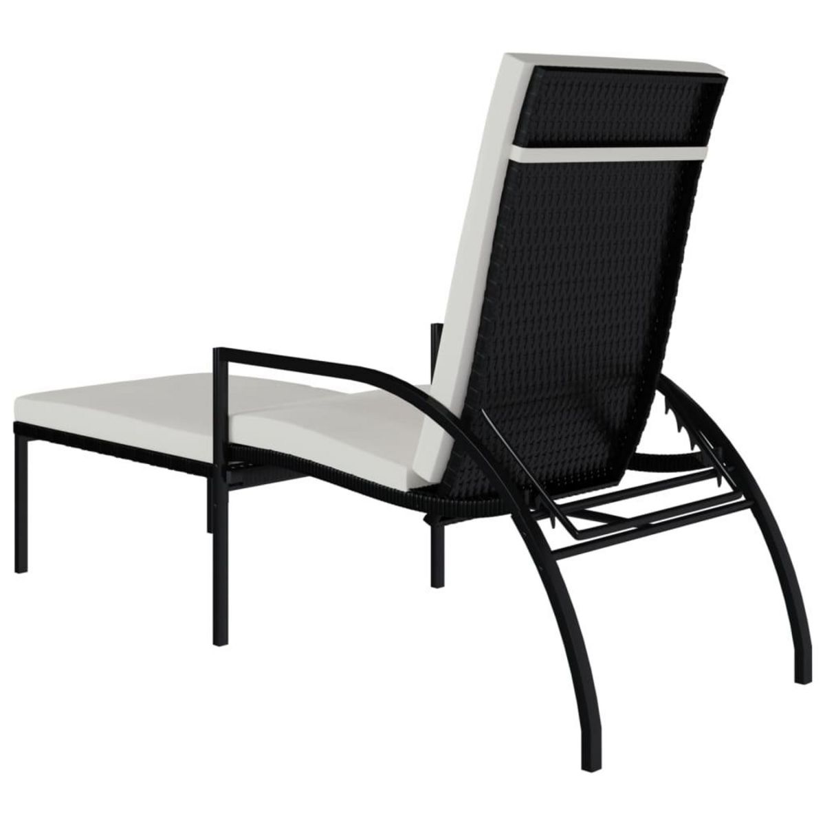 VIDAXL Chaise longue avec repose-pied Resine tressee Noir