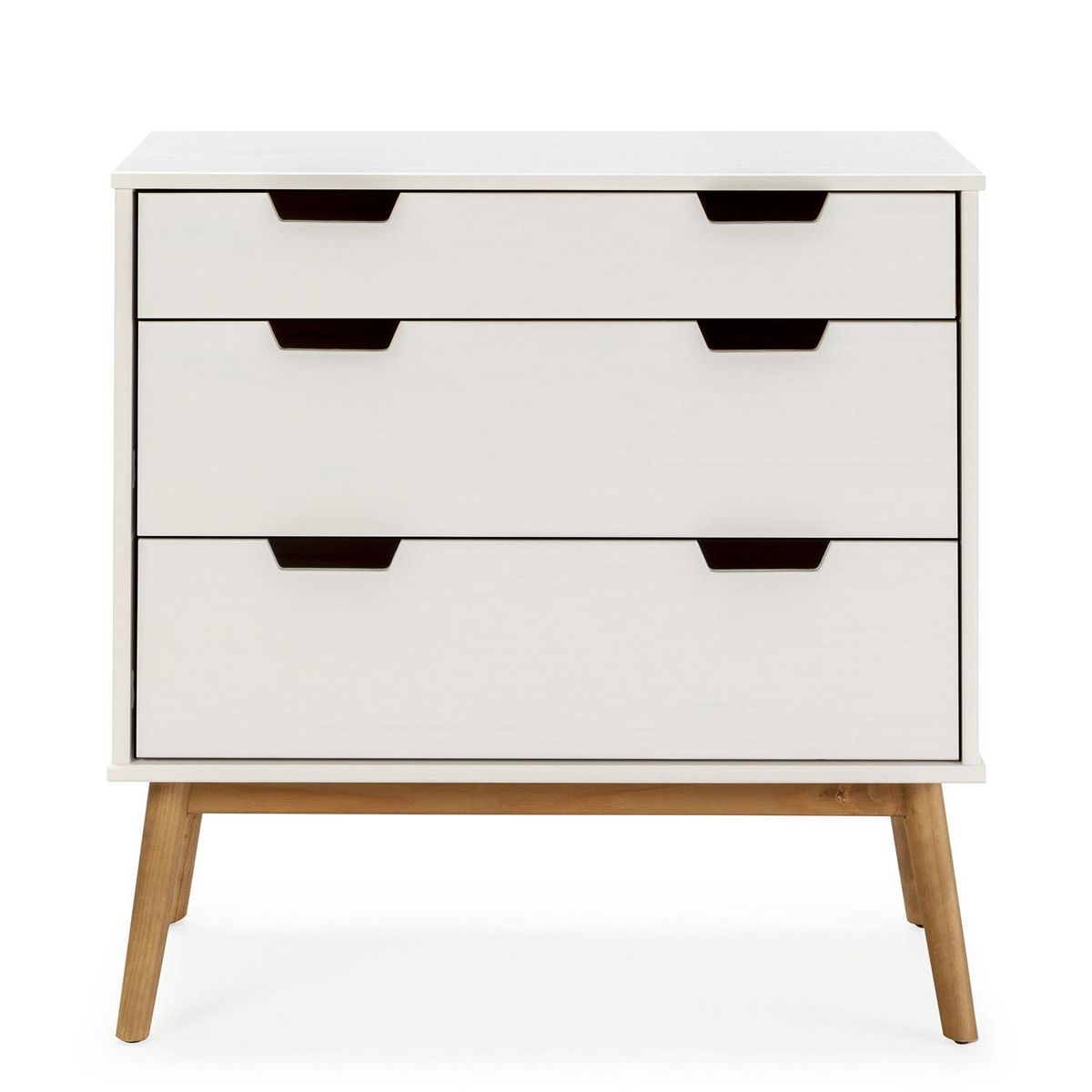 VS VENTA-STOCK Commode Baku 3 tiroirs couleur blanc, 80 cm longueur