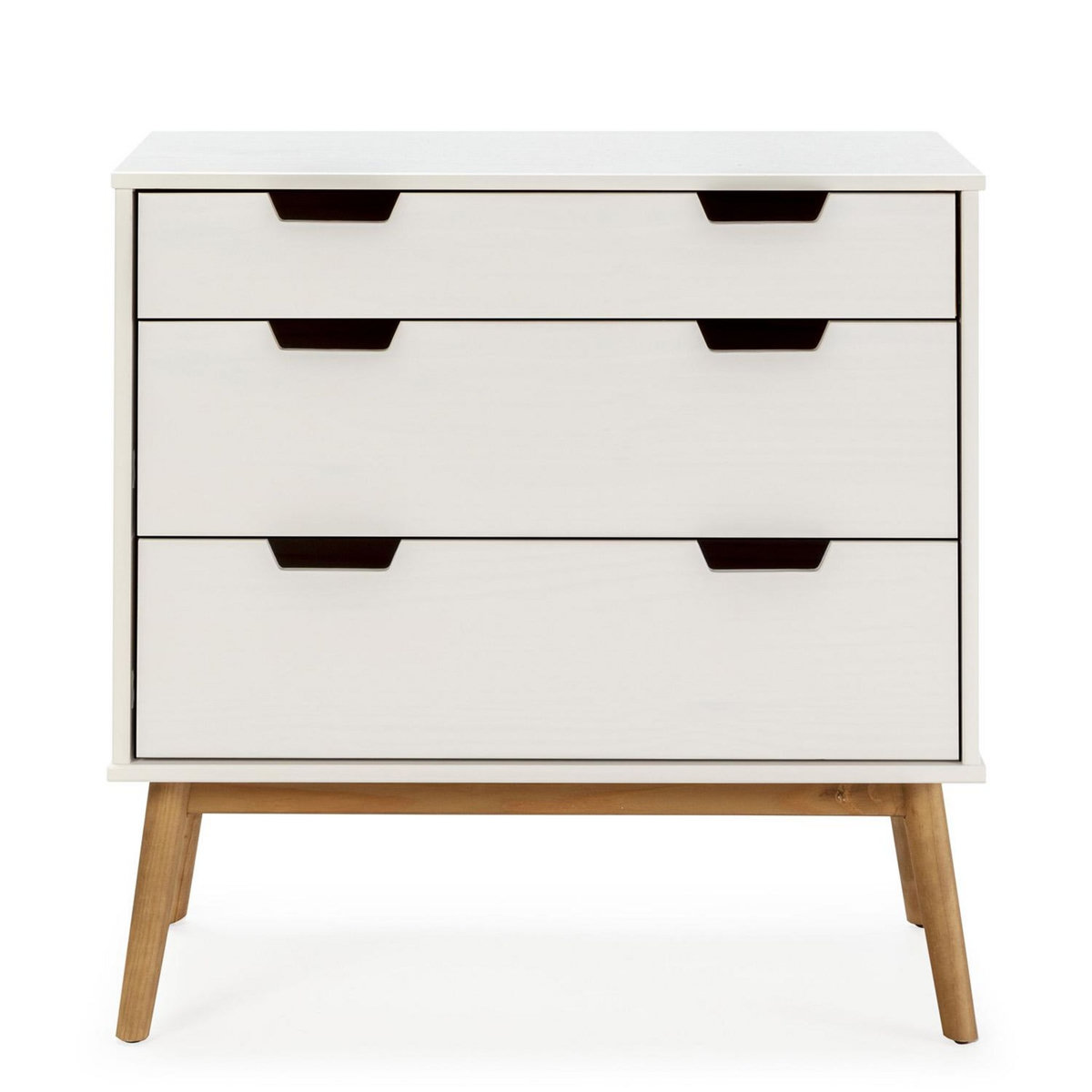 VS VENTA-STOCK Commode Baku 3 tiroirs couleur blanc, 80 cm longueur