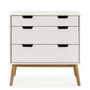 Voir la diapositive 3 : VS VENTA-STOCK Commode Baku 3 tiroirs couleur blanc, 80 cm longueur